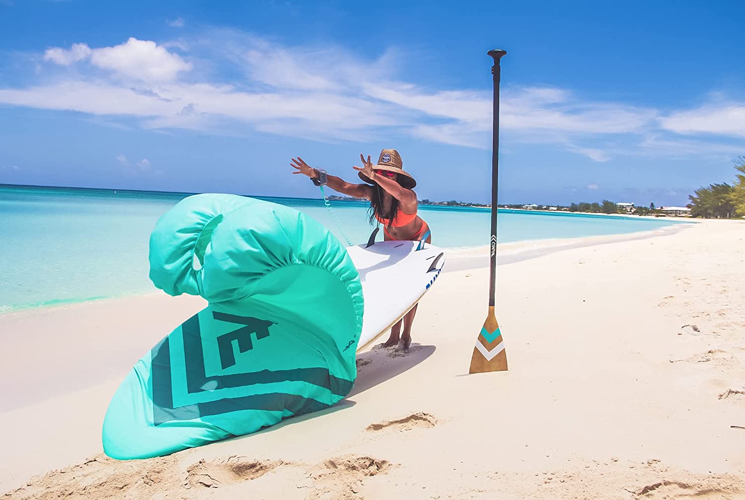 VAMO Stand Up Paddleboard 4-Way Stretch. Kayaks and Surf Board. Caribbean