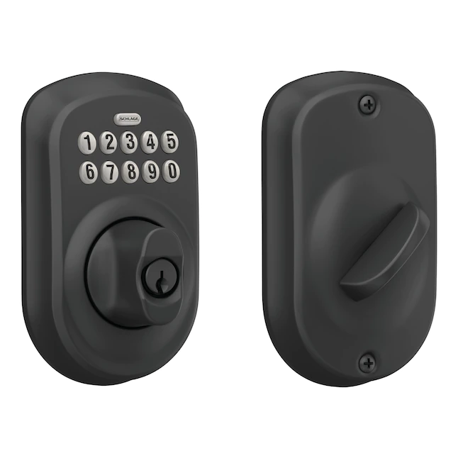 Schlage  Plymouth Matte Black Single Cylinder Electronic Deadbolt Lighted Keypad