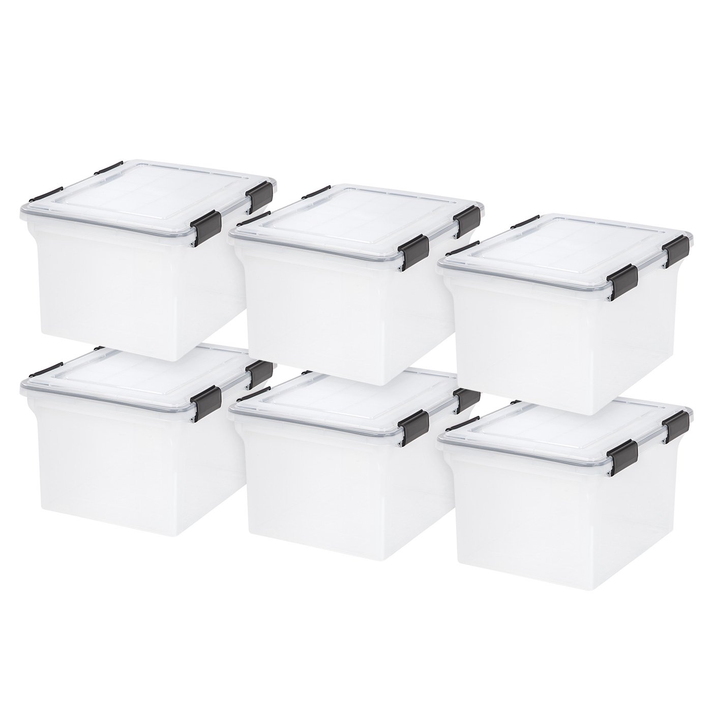 IRIS USA. WeatherPro Letter and Legal Size Plastic File Box with Gasket. Set of 6