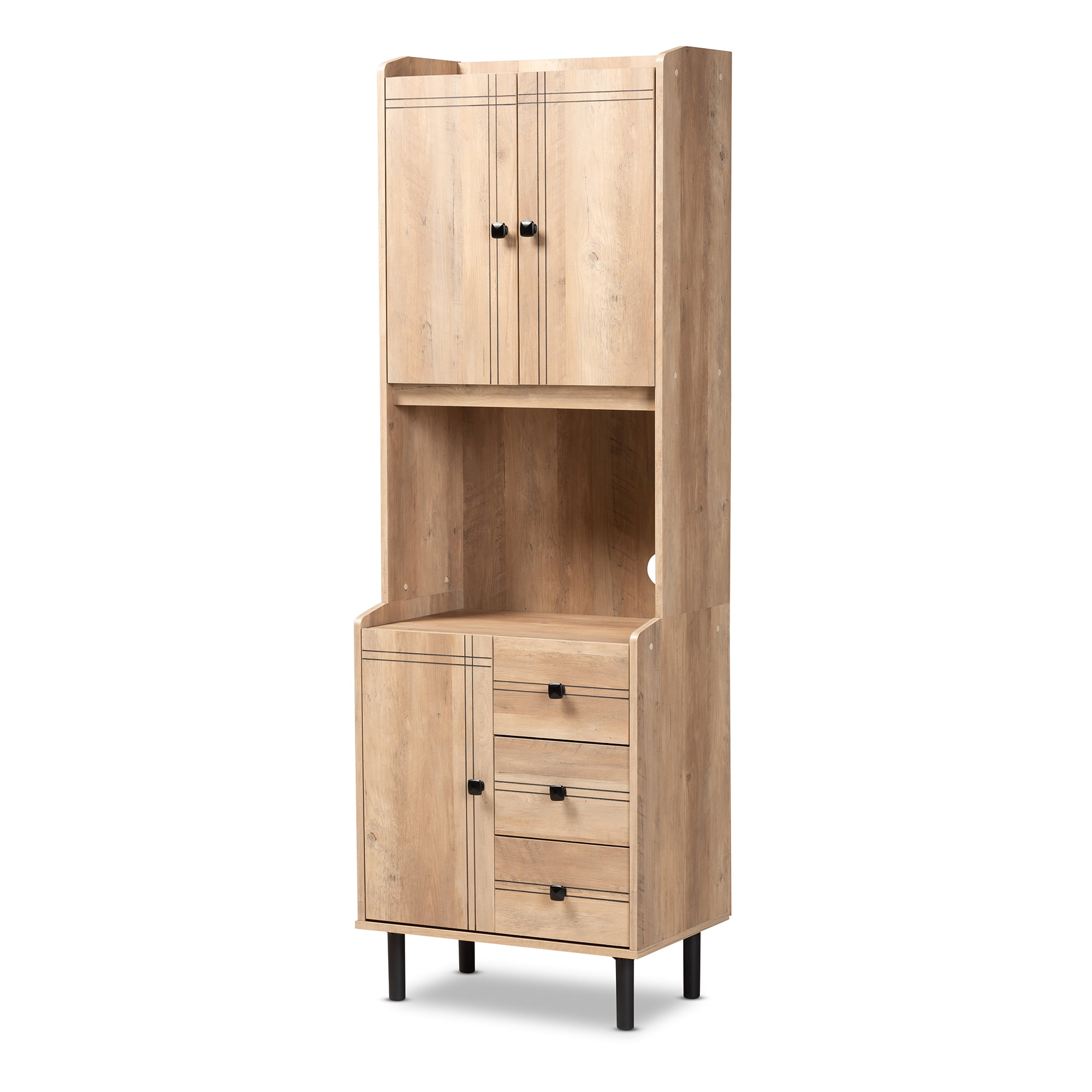 Baxton Studio Patterson Modern and Contemporary Oak Brown Finished 3-Drawer Kitchen Storage Cabinet