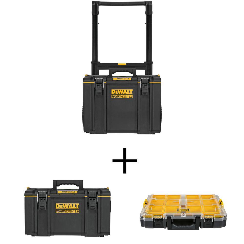 DEWALT TOUGHSYSTEM 2.0 24 in. Mobile Tool Box. 22 in. Large Tool Box and 10-Compartment Deep Small Parts Organizer