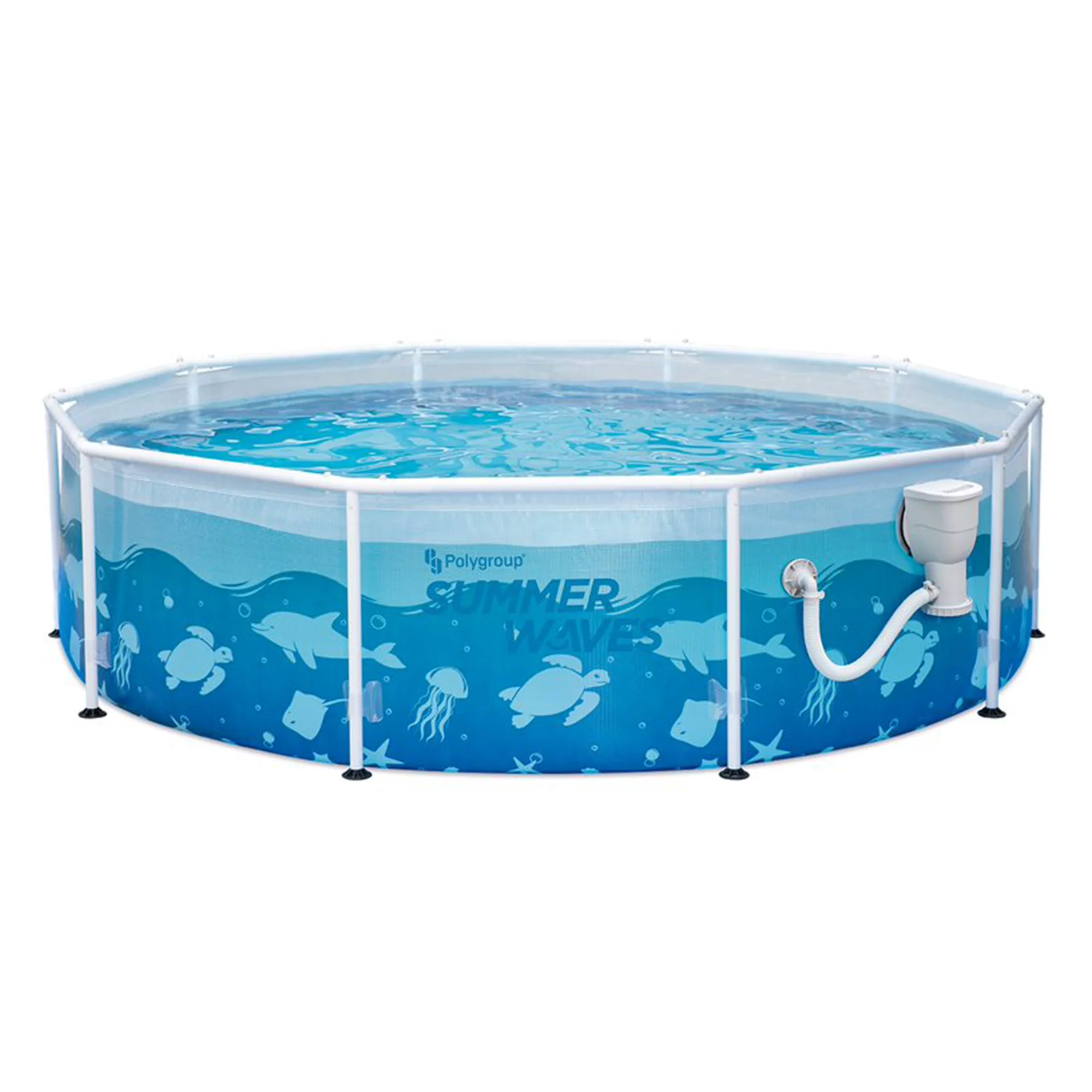 Summer Waves Active 10′ x 30″ Round Frame Above Ground Ocean Pool Set