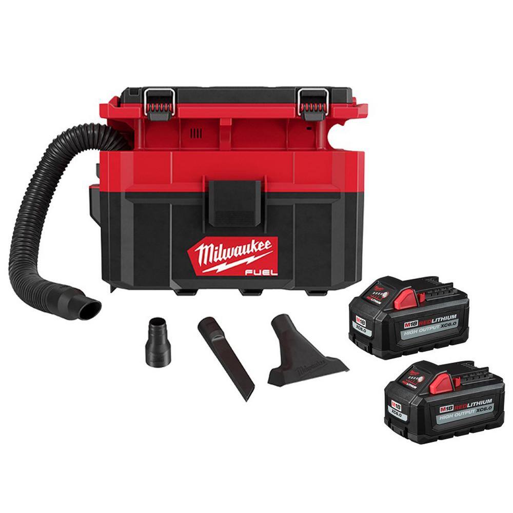 Milwaukee 0970-20-48-11-1862 M18 FUEL PACKOUT 18-Volt Lithium-Ion Cordless 2.5 Gal. Wet/Dry Vacuum with (2) M18 HIGH OUTPUT 6.0 Ah Batteries