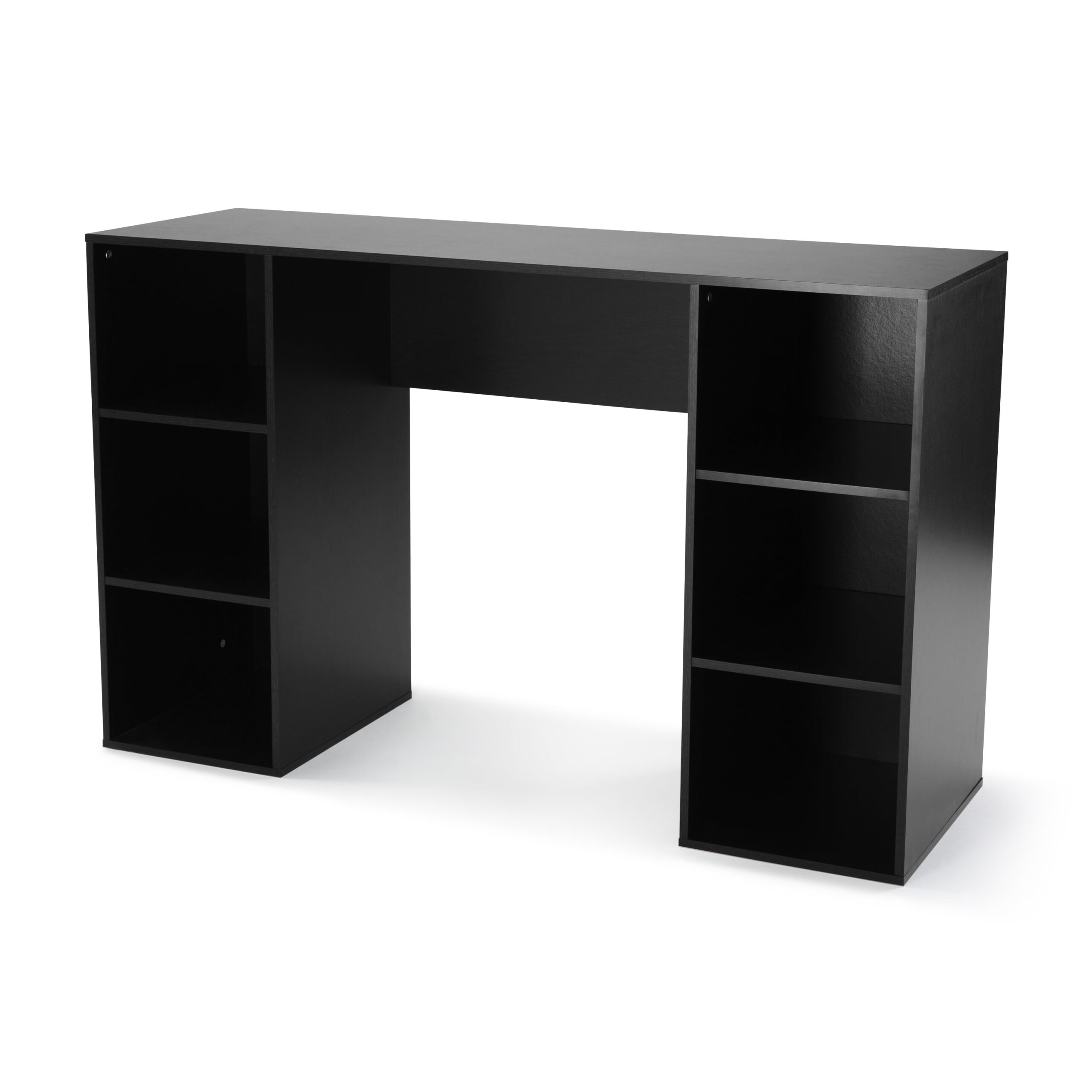 Mainstays 6-Cube Storage Computer Desk. True Black Oak