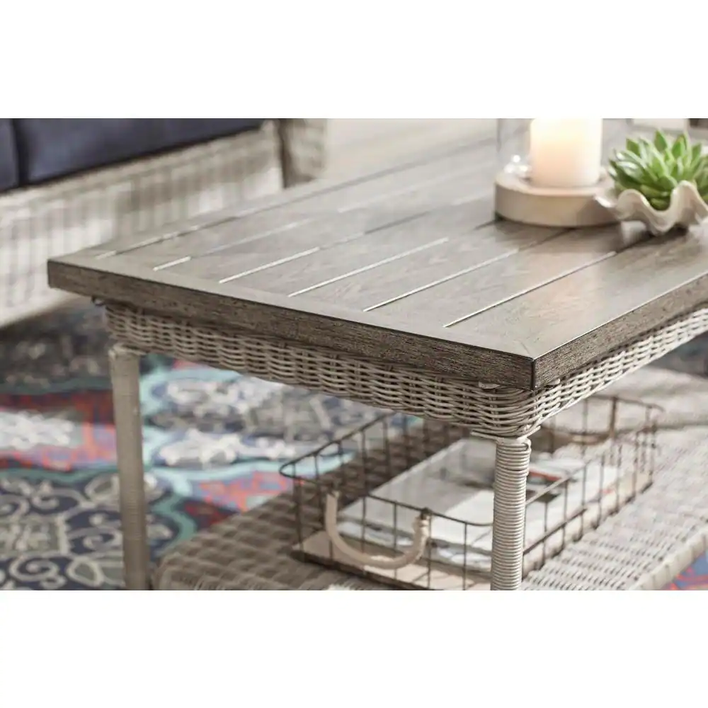 Hampton Bay Beacon Park Gray Wicker Outdoor Patio Coffee Table