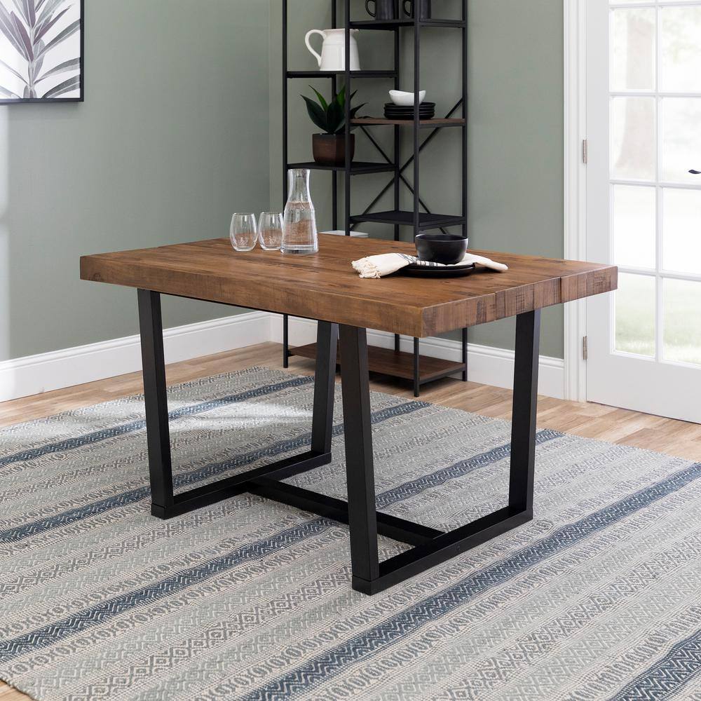 Welwick Designs  52 in. Reclaimed Barnwood Distressed Solid Wood Dining Table
