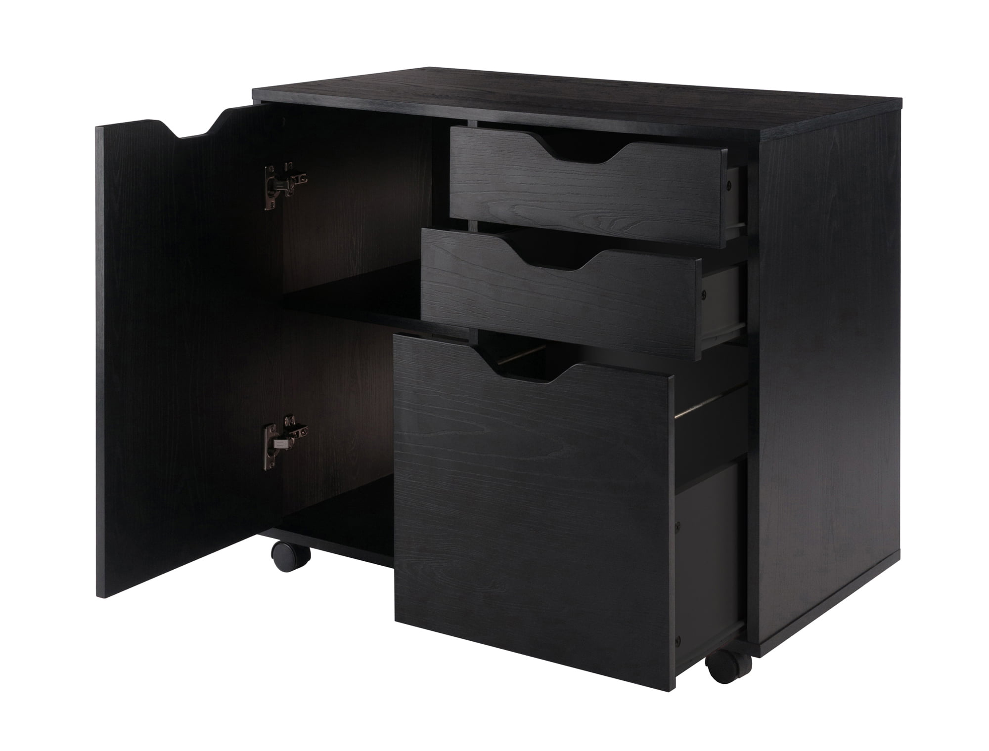 Winsome Wood Halifax 2-Section Mobile Filing Cabinet. Black Finish