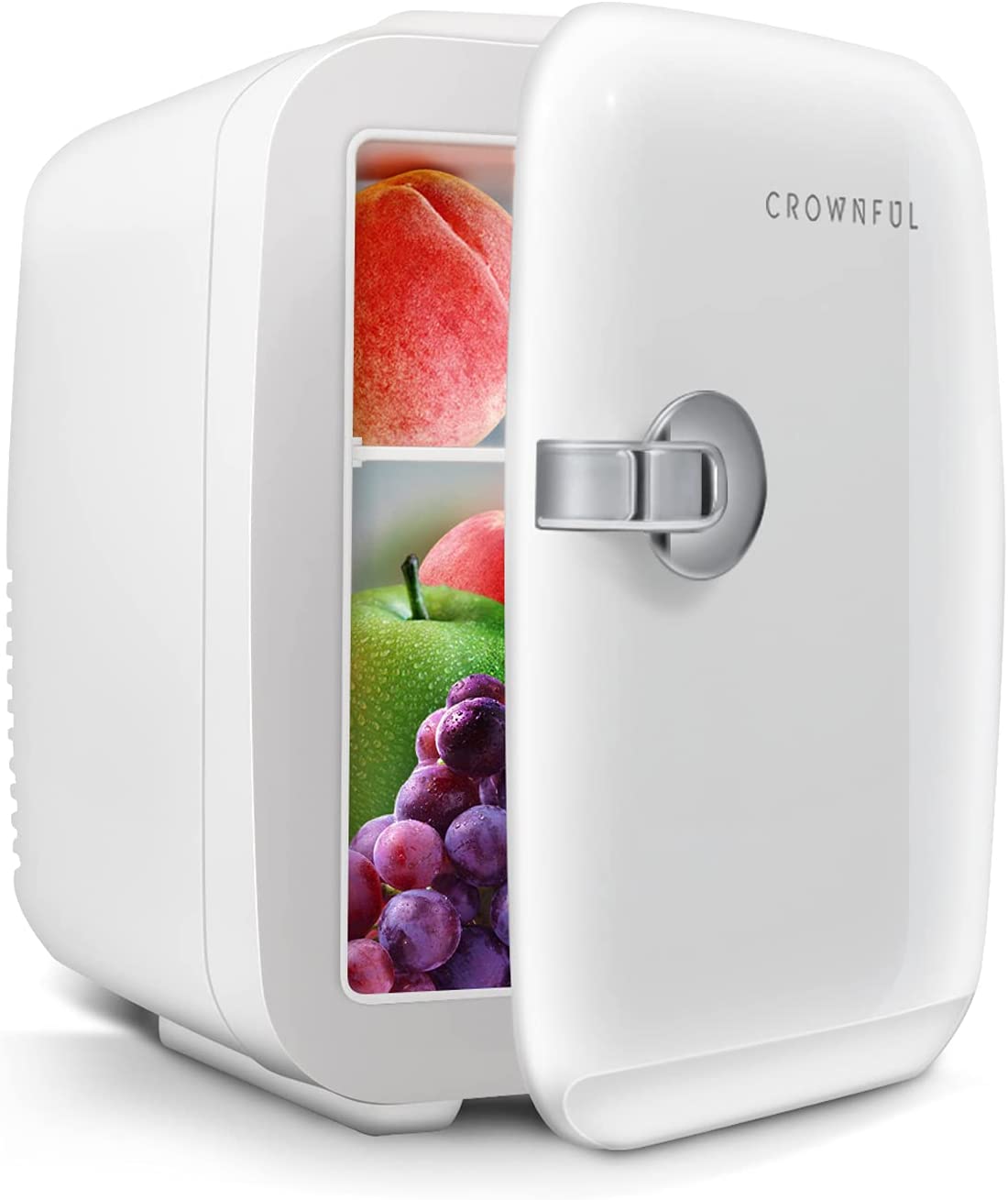 CROWNFUL Mini Fridge. 4 Liter/6 Can Portable Cooler and Warmer Personal Refrigerator for Skin Care. Cosmetics. Beverage. Food.Great for Bedroom. Office. Car. Dorm. ETL Listed (White)