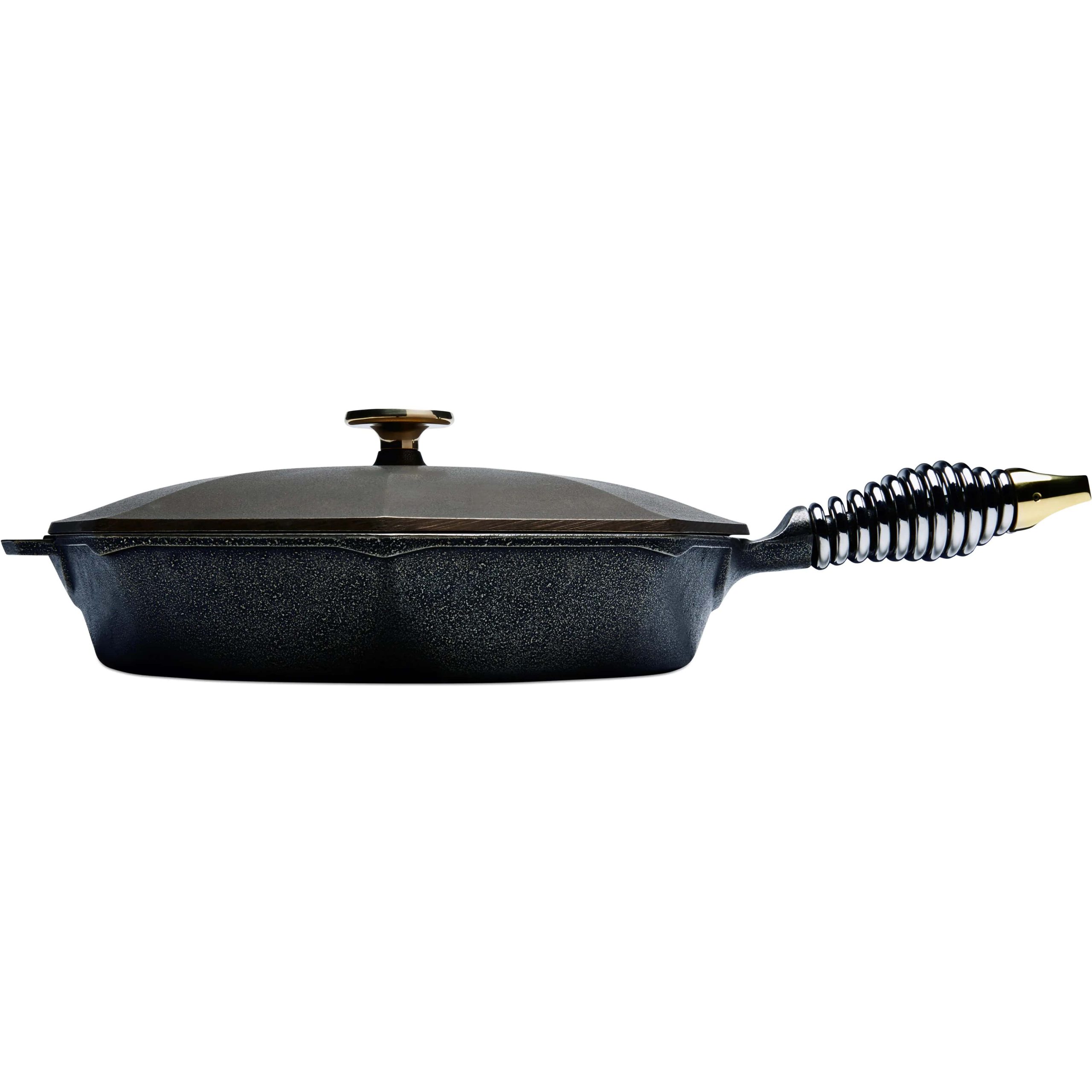 FINEX Cast Iron Collection 12 in. Cast Iron Skillet in Black with Lid