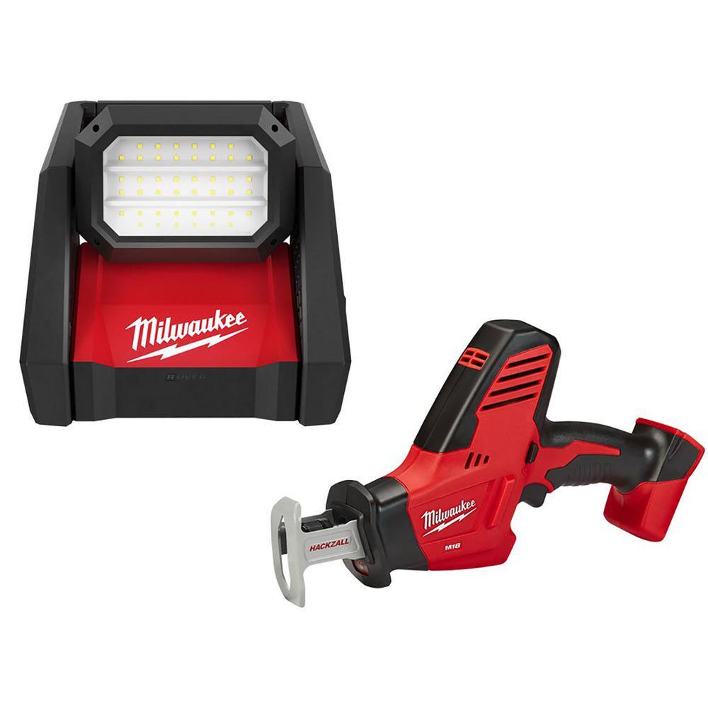 Milwaukee 2366-20-2625-20 M18 GEN-2 18-Volt Lithium-Ion Cordless 4000 Lumens ROVER LED AC/DC Flood Light W/HACKZALL Reciprocating Saw