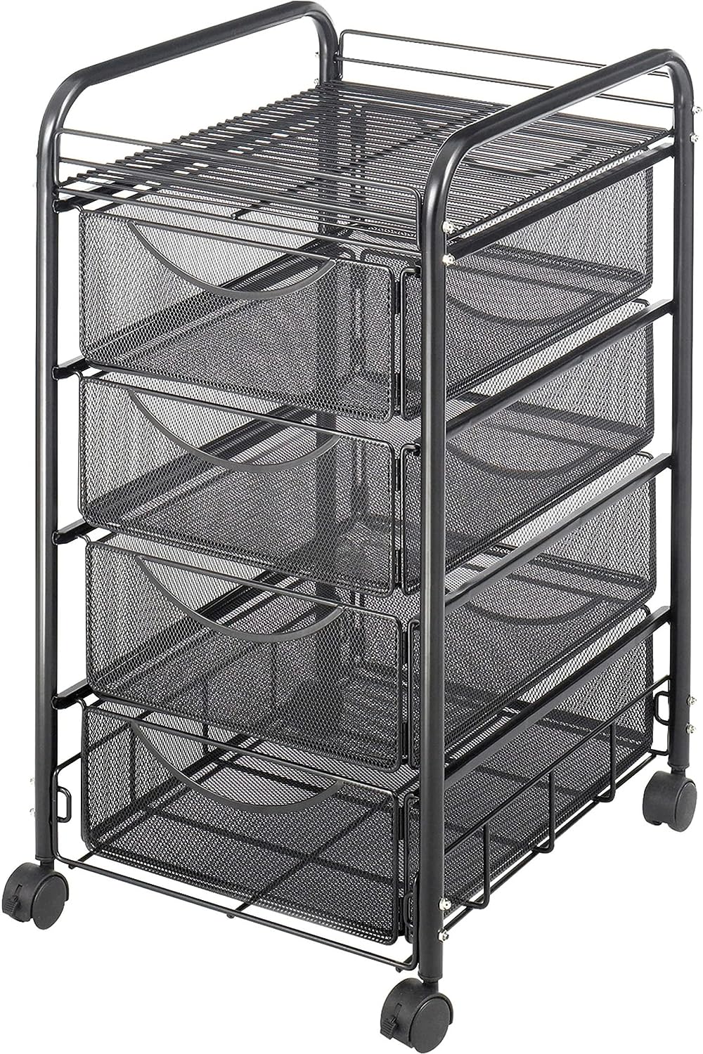 Safco Onyx Mesh 4 Drawer Rolling File Cart Portable. Swivel Wheels. Heavy-Duty Steel Mesh Perfect for Home & Office Organization 5214BL. Black Powder Coat Finish