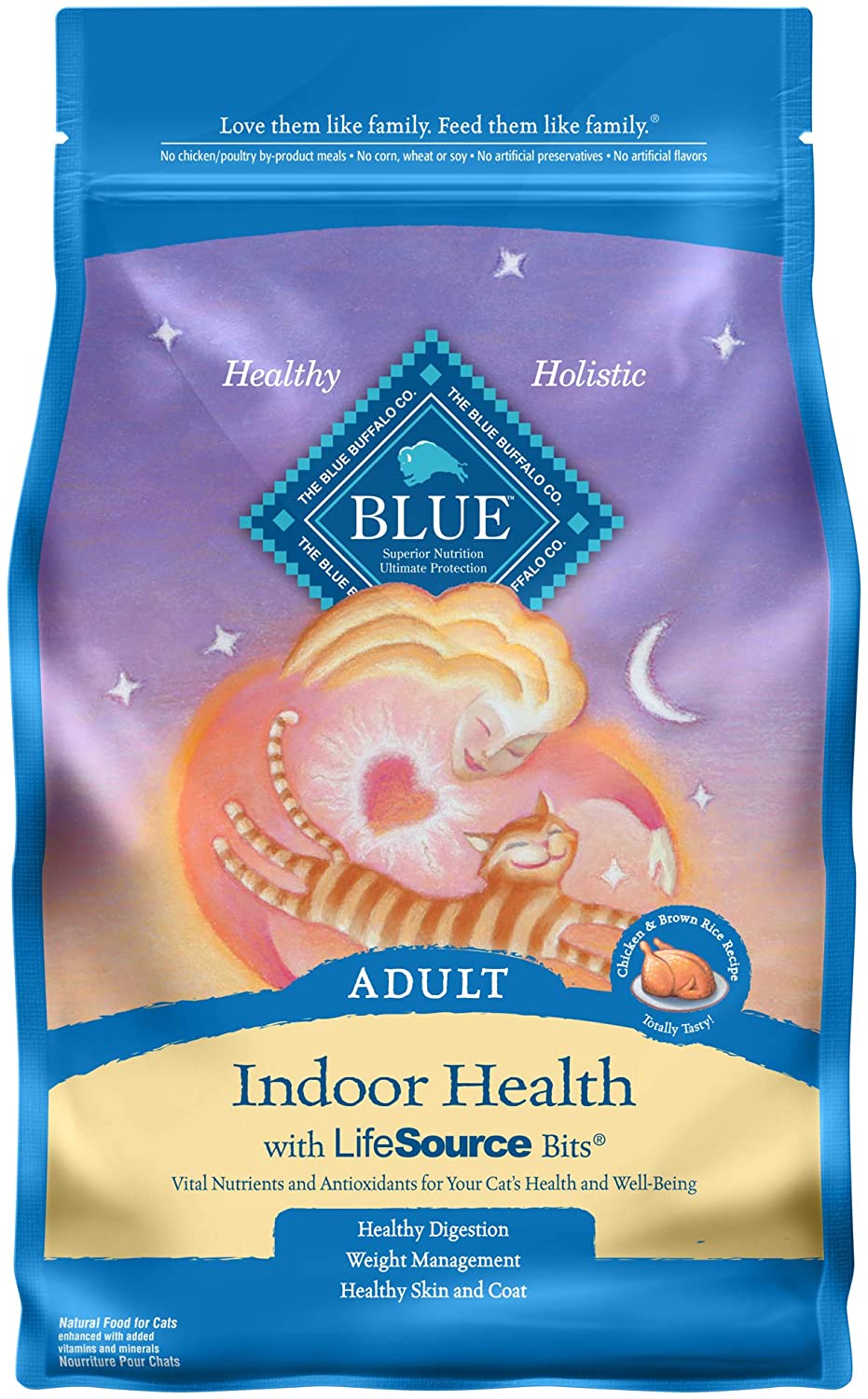 Blue Buffalo Indoor Health Natural Adult Dry Cat Food. Chicken & Brown Rice 7-lb
