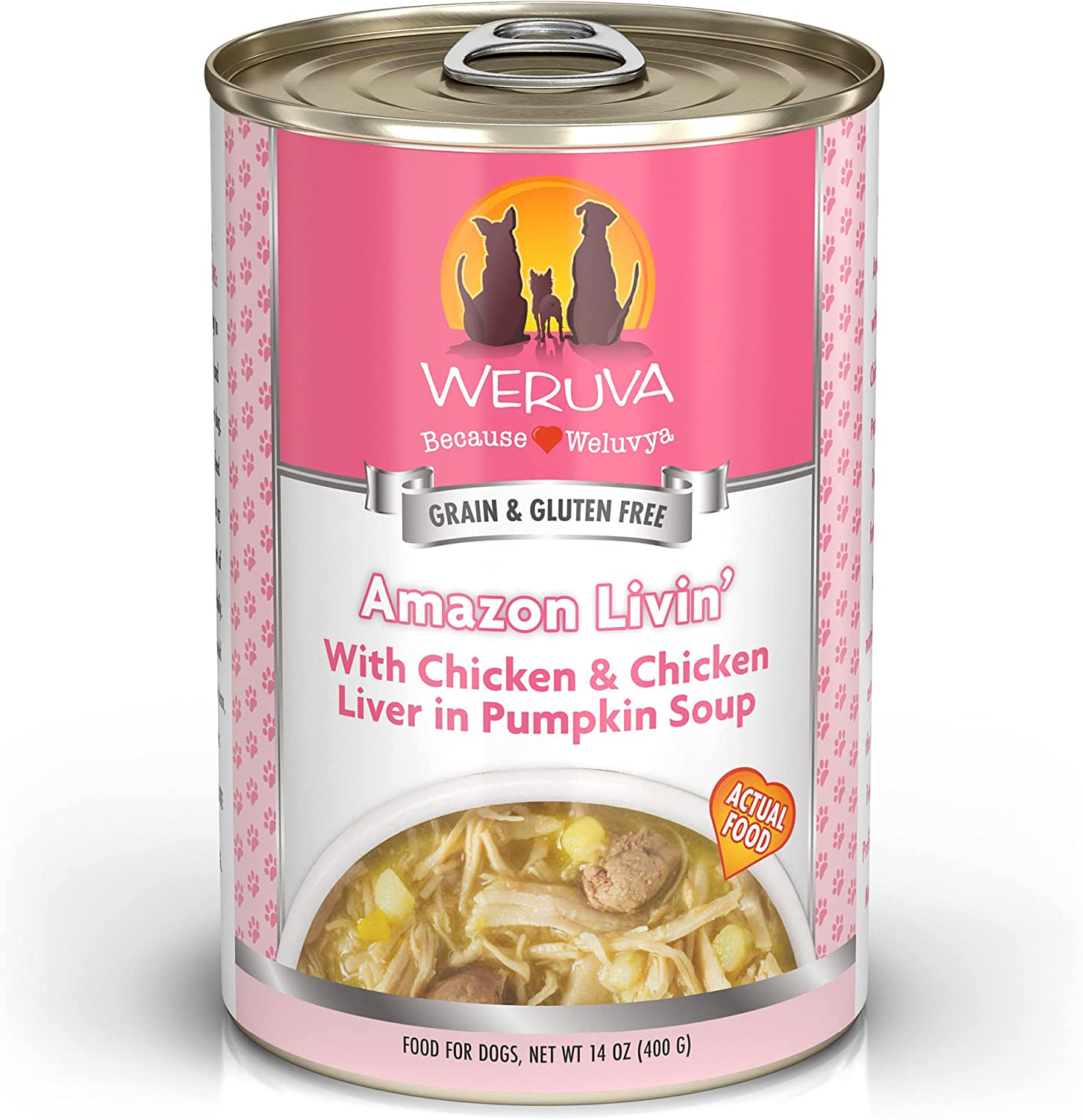 Weruva Amazon Livin- with Chicken & Chicken Liver in Pumpkin Soup Grain-Free Canned Dog Food 14oz Can (Pack of 12)