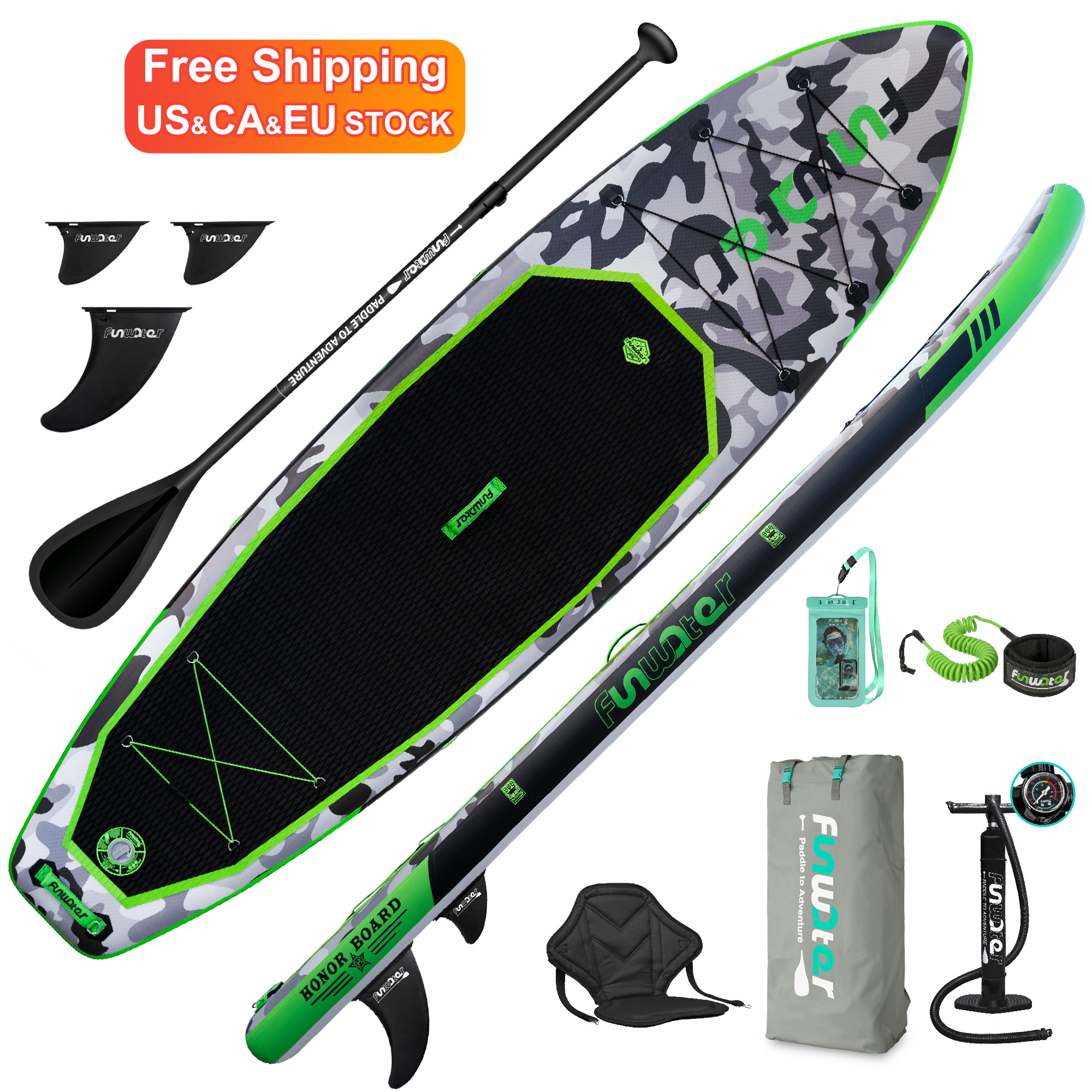 Free Shipping US CA EU UK RU AU AE Warehouse Have Stock SUP Stand Up Paddle Board 10-8″x33”x6” Inflatable Paddleboard Soft Top Surfboard with ISUP Accessories Sup Board Surfing Board Water Sports