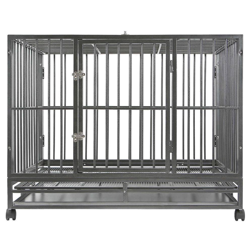 SMITHBUILT CAGE-Y48 Heavy-Duty Metal Dog Cage in Silver - X-Large 48 in.