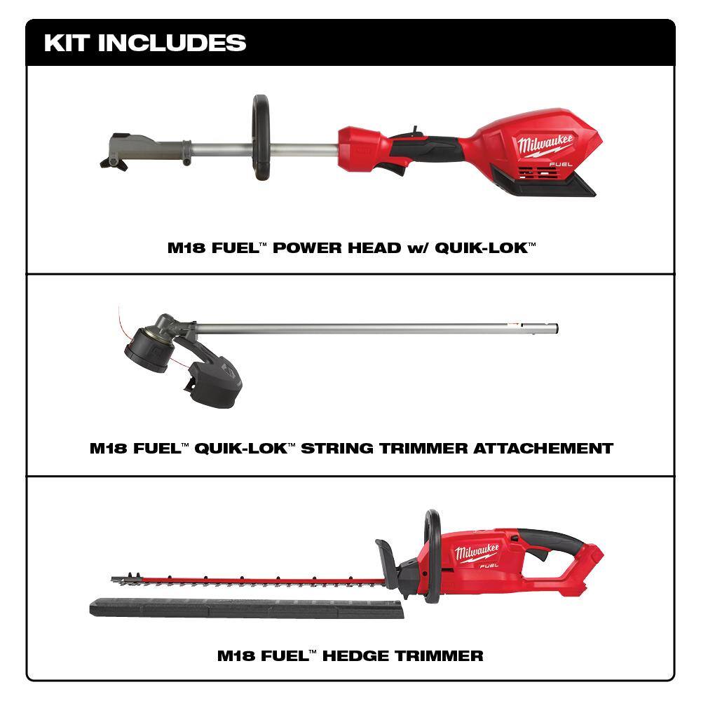 Milwaukee M18 FUEL 18V Lithium-Ion Brushless Cordless QUIK-LOK String Trimmer and Hedge Trimmer Combo Kit (2-Tool)