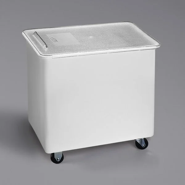 Carlisle BIN3602 36 Gallon / 575 Cup White Flat Top Mobile Ingredient Storage Bin with Sliding Lid