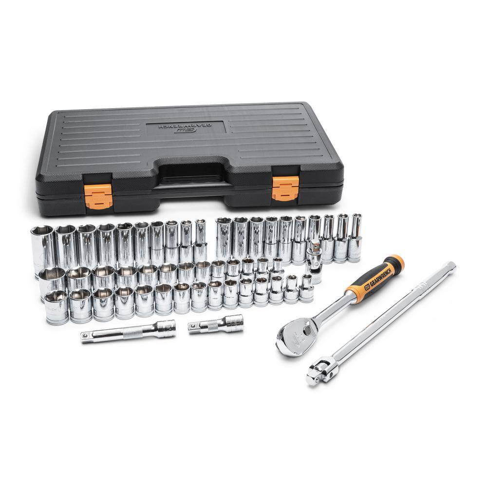 GEARWRENCH 1008066263 1/2 in. Drive 90-Tooth 6-Point Standard and Deep SAE/Metric Mechanics Tool Set (53-Piece)