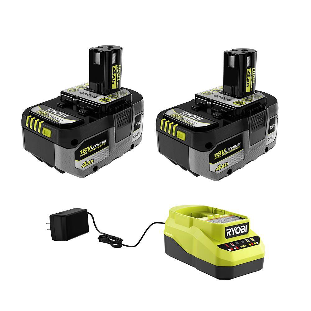 RYOBI PCL204HPKN ONE+ 18V HIGH PERFORMANCE Lithium-Ion 4.0 Ah Battery (2-Pack) with 18V Lithium-Ion Charger