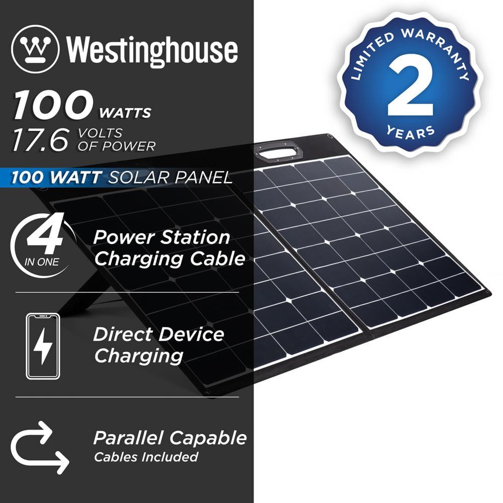 Westinghouse WSolar100p WSolar100p Portable 100W Solar Panel for iGen160s. iGen200s. iGen300s. iGen600s. and iGen1000s Portable Power Stations