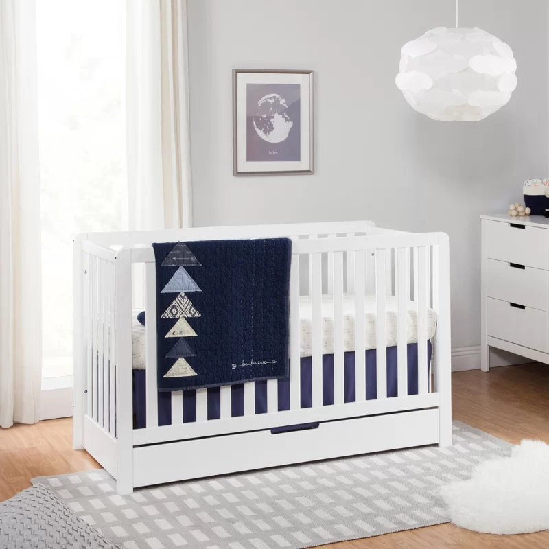 Carter-s by DaVinci Colby 4-in-1 Convertible Crib with Trundle Drawer in White. Greenguard Gold Certified. Undercrib Storage