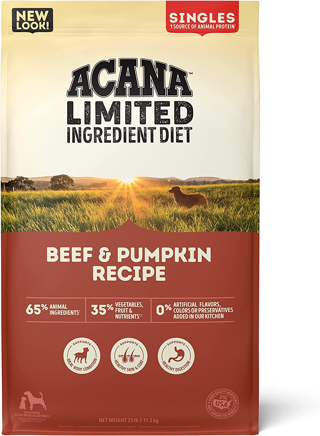 ACANA Singles Limited Ingredient Dry Dog Food. Grain-free. High Protein. Beef & Pumpkin. 25lb