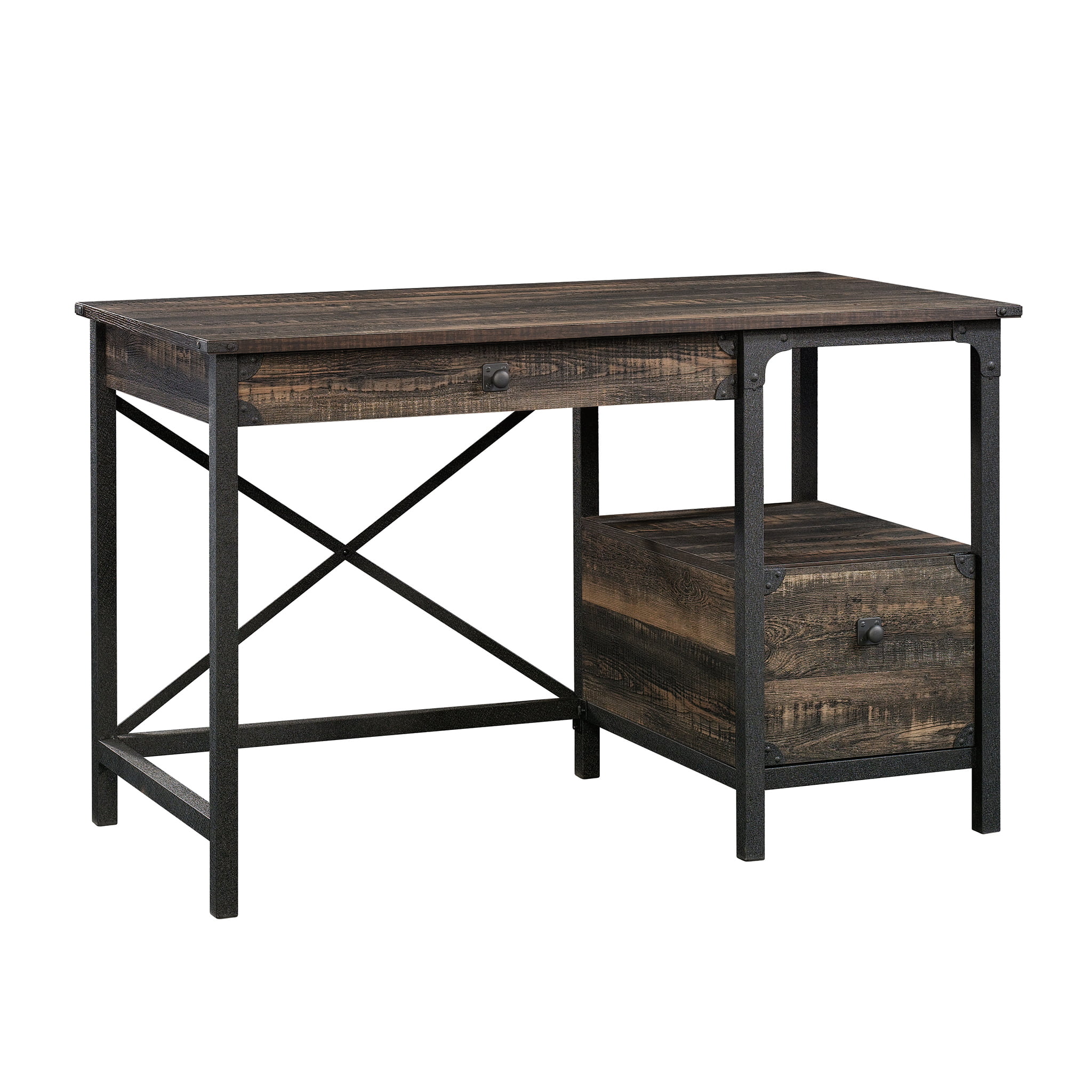 Sauder 423912 Steel River Desk. Carbon Oak Finish