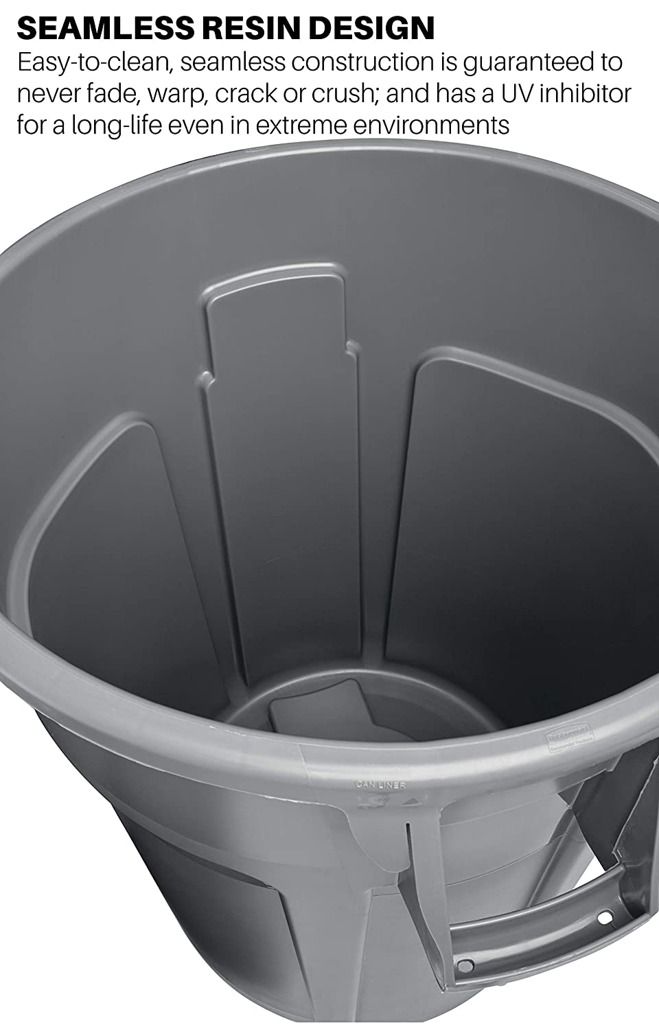 RuRubbermaid Commercial Products - BRUTE Heavy-Duty Trash/Garbage Can. 32 Gallon. Gray