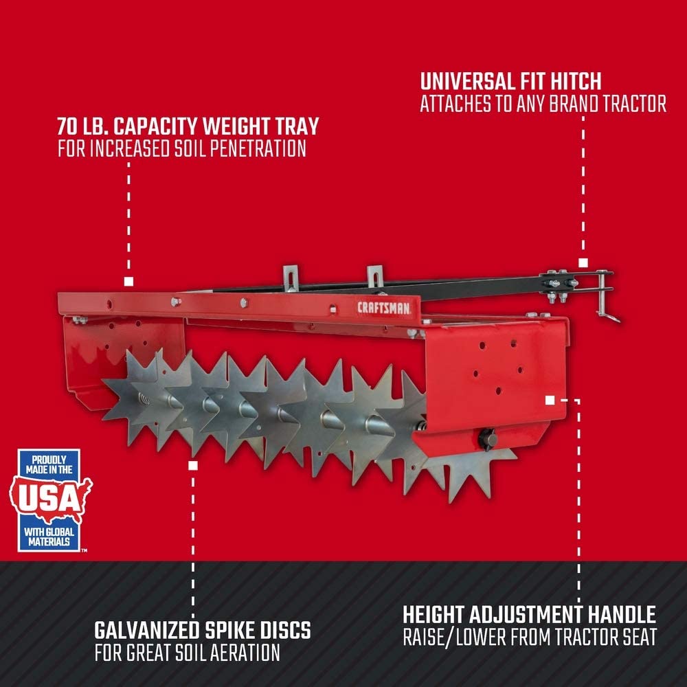 Craftsman CMXGZBF7124336 36-Inch Tow Spike Aerator. Red/Black