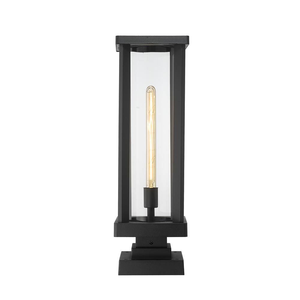 Unbranded  Glenwood 22 .5 in. 1-Light Black Aluminum Hardwired Outdoor Weather Resistant Pier Mount Light with No Bulb Included