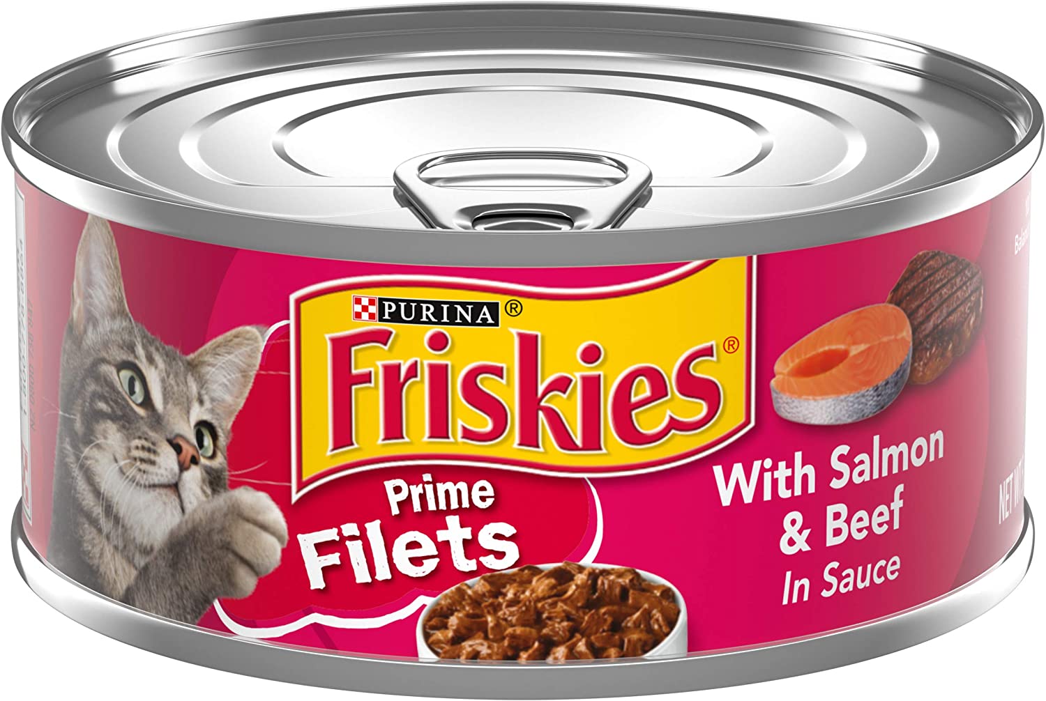 Purina Friskies Wet Cat Food Prime Filets With Salmon and Beef in Sauce - (24) 5.5 oz. Cans