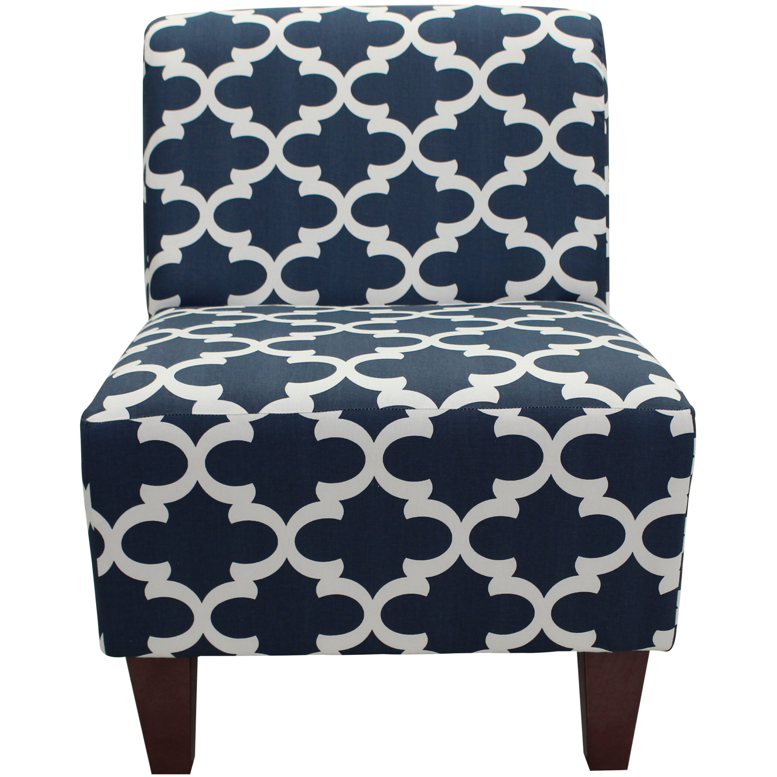 Mainstays Amanda Armless Accent Chair. Navy Blue and White