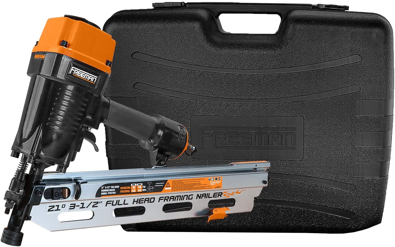 FREEMAN Full Round Head. include plastic Case 3.5-in 21-Degree Pneumatic Framing Nailer