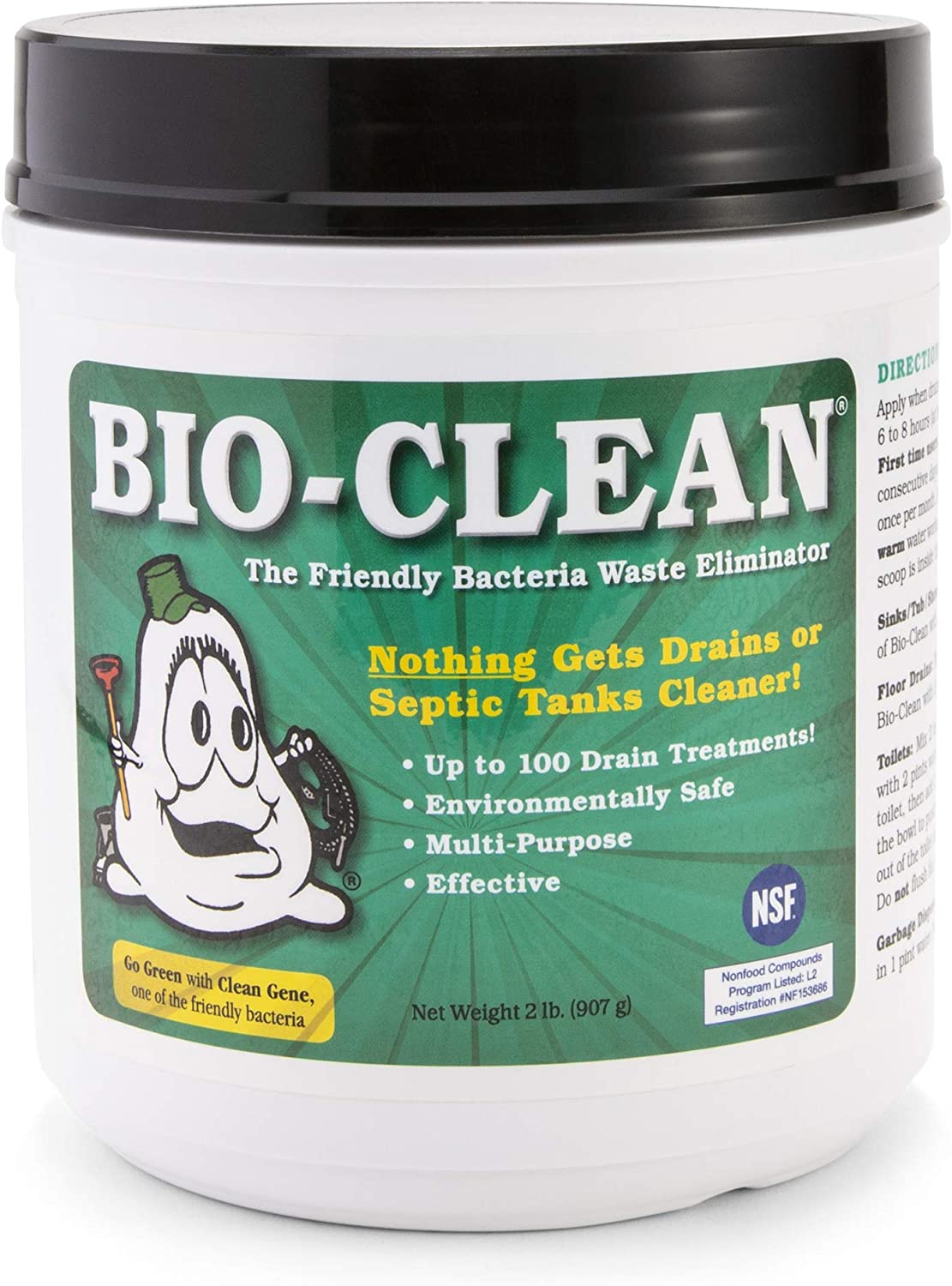 Bio-Clean Drain Septic 2# Can Cleans Drains- Septic Tanks - Grease Traps All Natural and 100% Guaranteed No Caustic Chemicals! Removes fats Oil and Grease. Completely Cleans Your System.