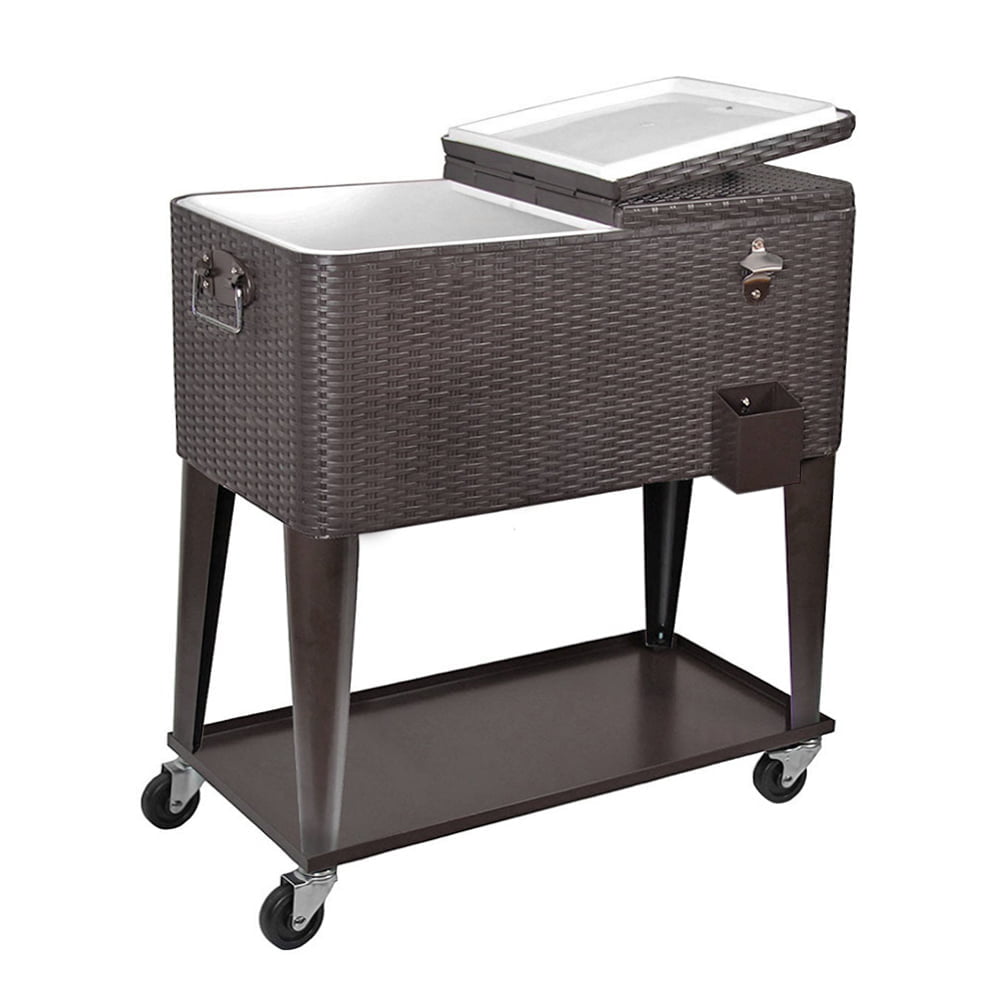 Clevr Outdoor Patio 80 quart Party Portable Rolling Cooler Wheeled Ice Chest - Steel - Indoor & Outdoor