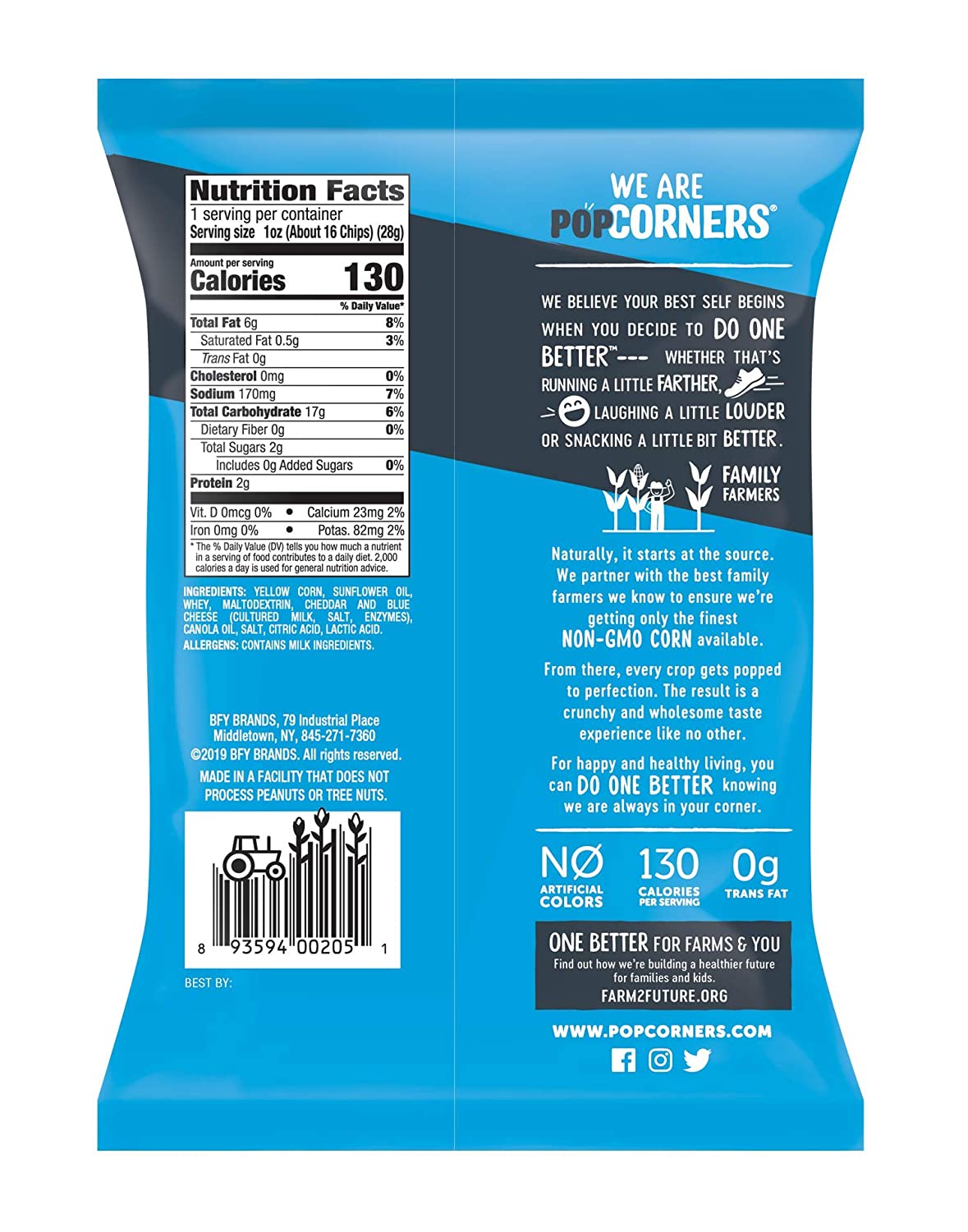 Popcorners Snack Pack Gluten Free Chips. White Cheddar. 1 Oz (Pack of 20)