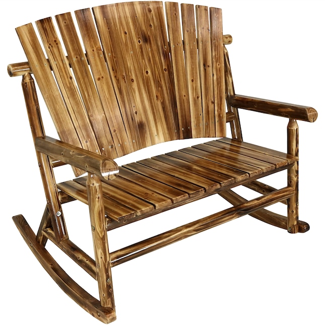 Sunnydaze Decor  2-Person Brown Wood Outdoor Glider