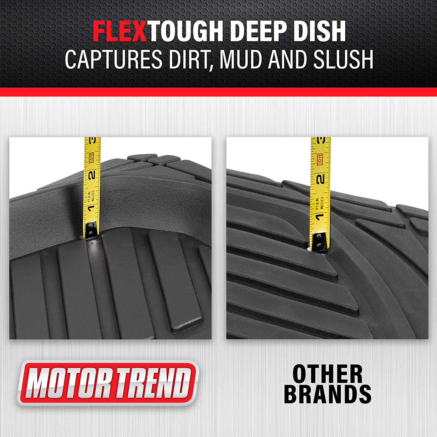 Motor Trend 923-BG Beige FlexTough Contour Liners-Deep Dish Heavy Duty Rubber Floor Mats for Car SUV Truck & Van-All Weather Protection Trim to Fit Most Vehicles(Tan Beige)