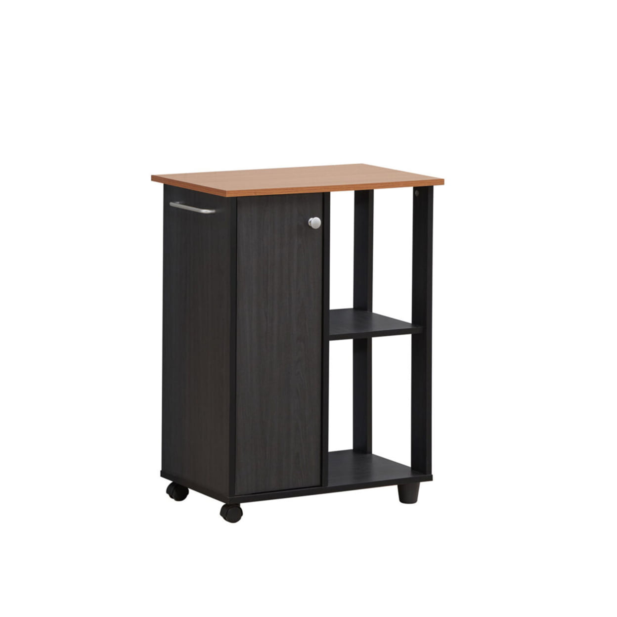 Hodedah 23.6″ Wide Open Shelves and Cabinet Space Kitchen Cart. Black-Beech