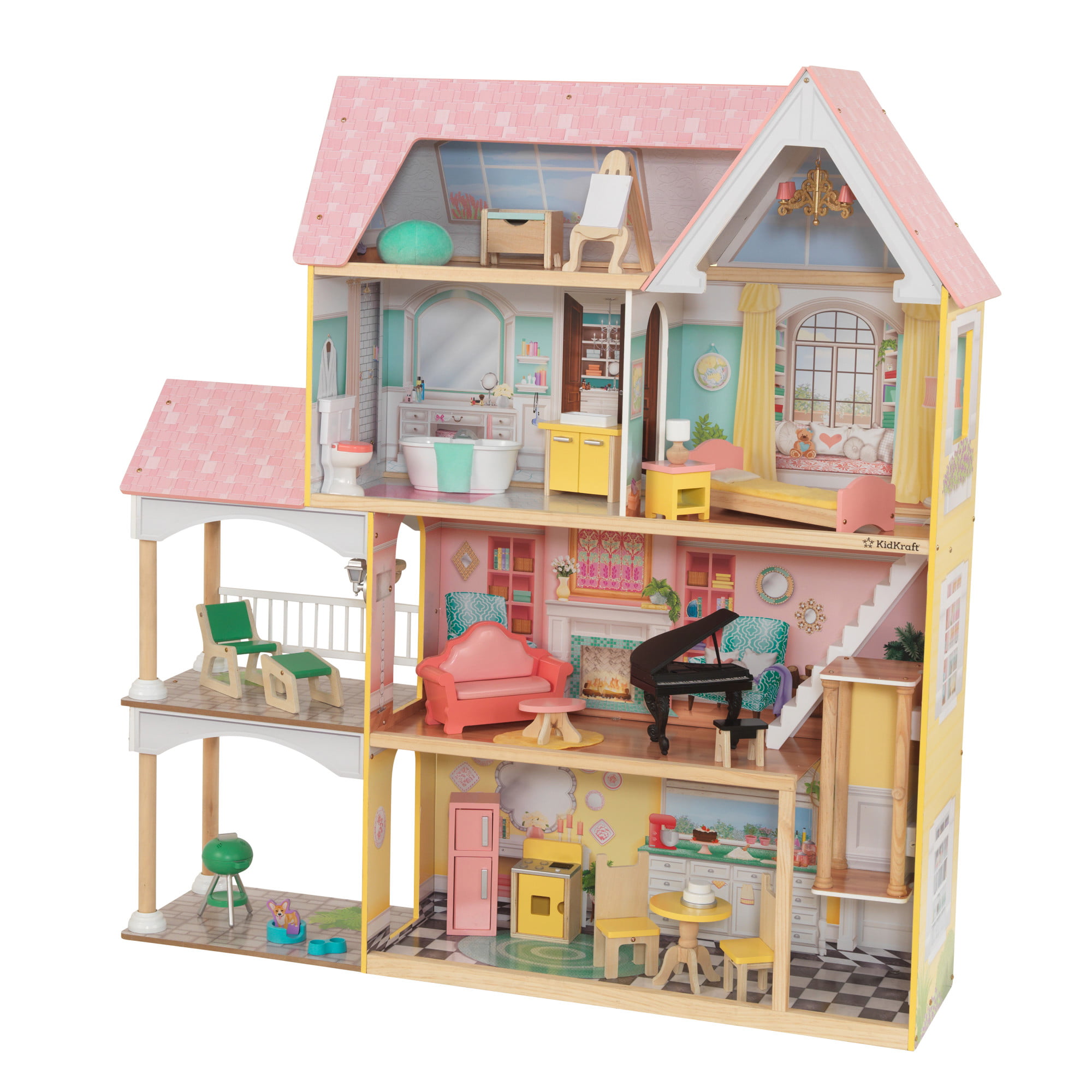 KidKraft Lola Mansion Wooden Dollhouse. over 4 feet Tall. Lights & Sounds. 30 Pieces