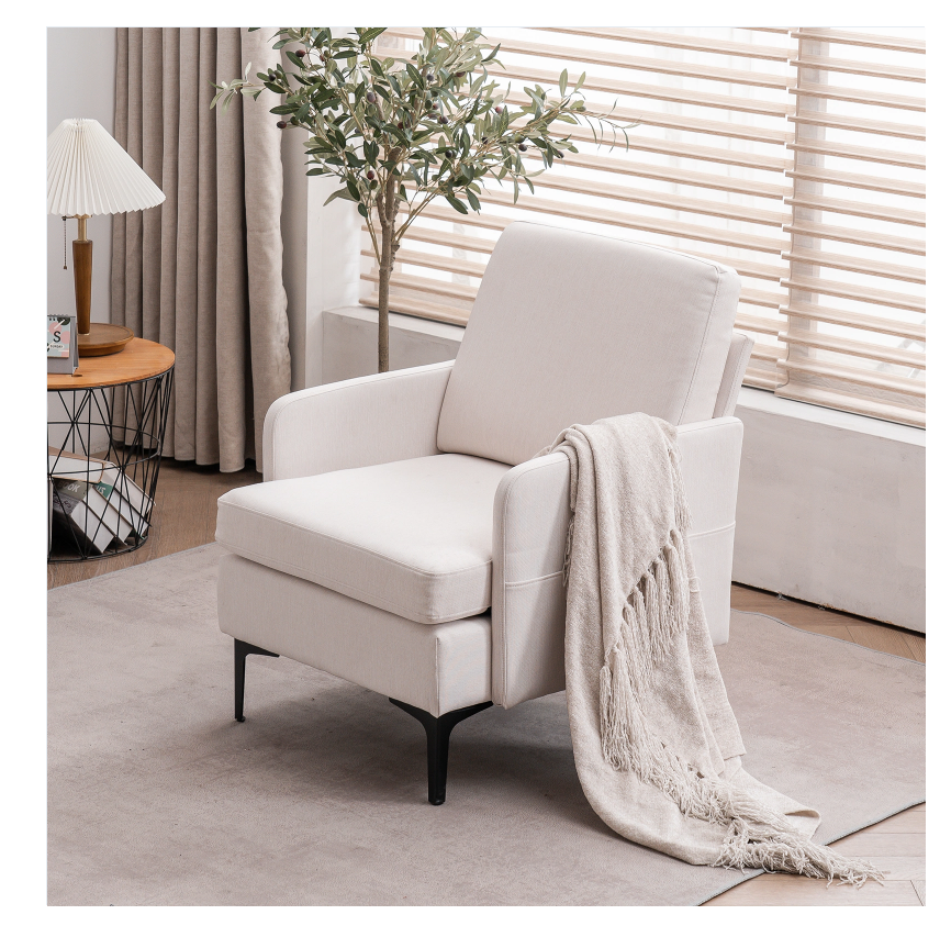 DISCOUNTTODAY FCH Lounge Chair. Comfy Single Sofa Accent Chair for Bedroom Living Room Guestroom. Beige