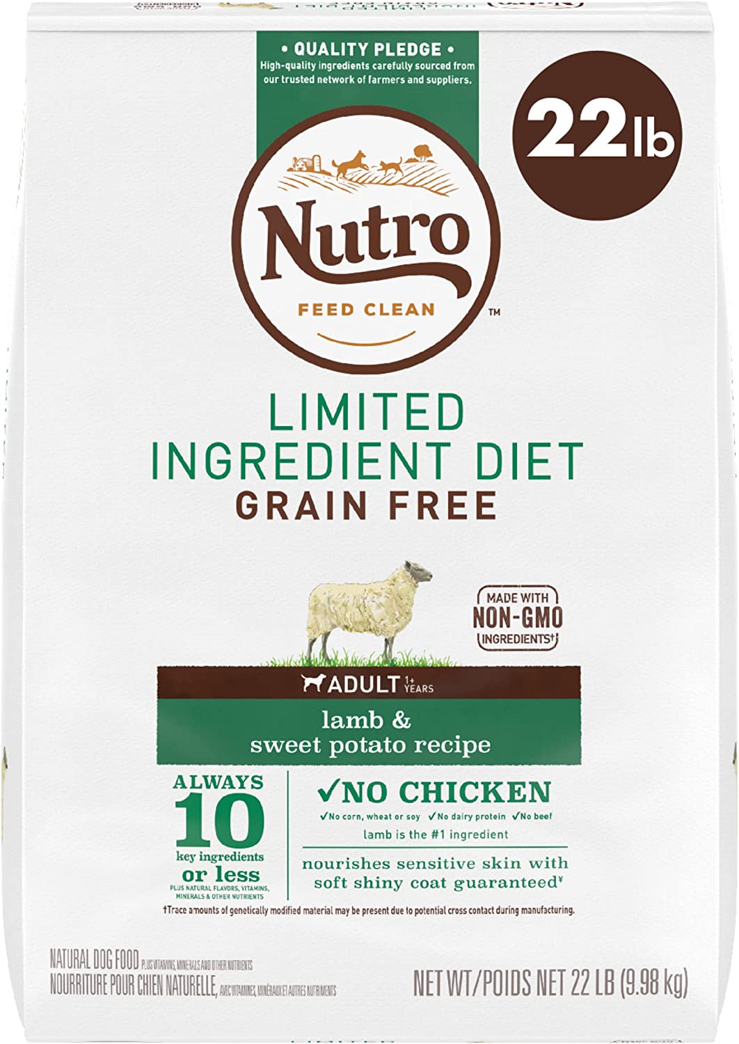 NUTRO Limited Ingredient Diet Adult Dry Dog Food Lamb & Sweet Potato Recipe 22 Pound (Pack of 1)