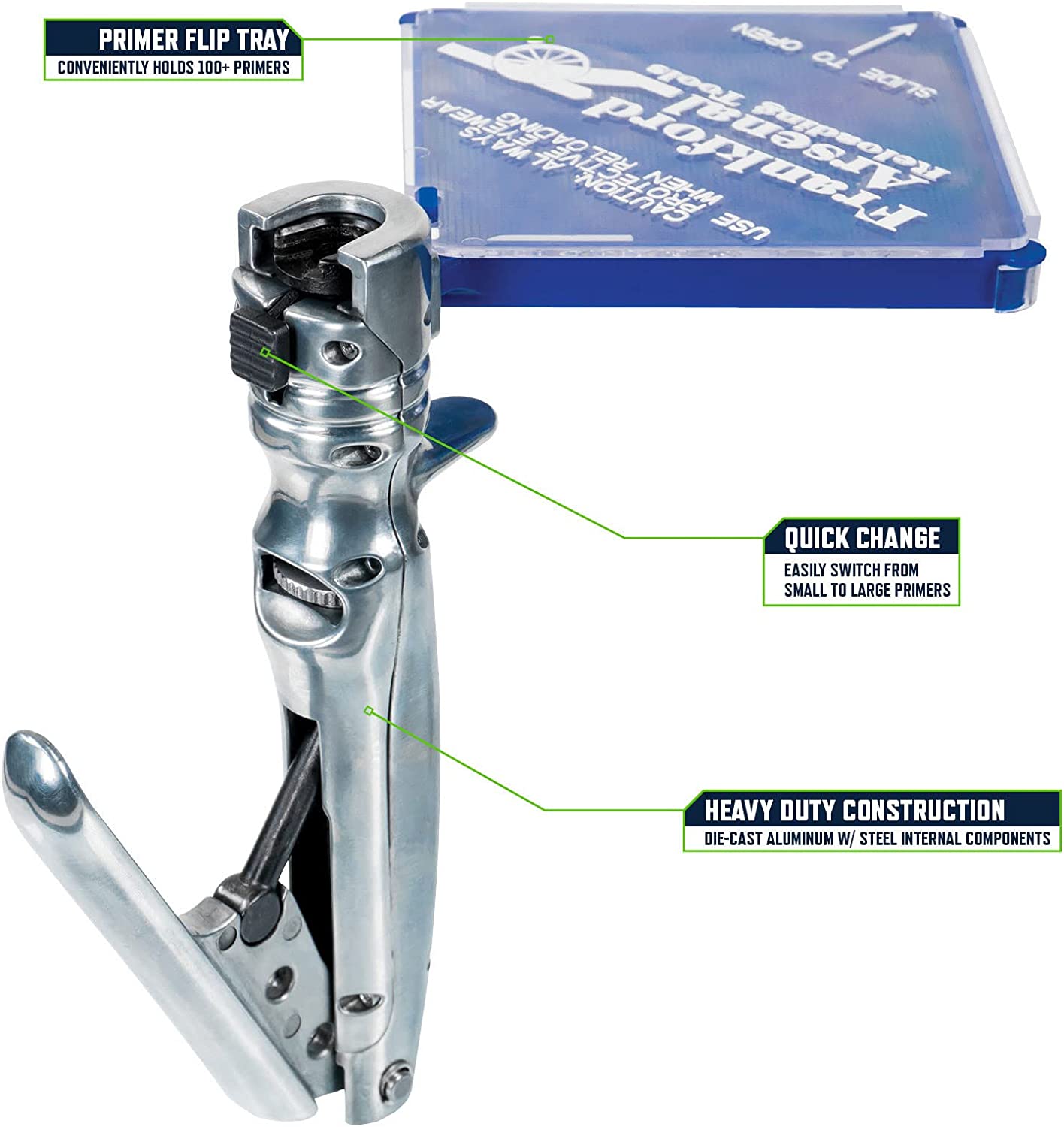 Frankford Arsenal Platinum Series Perfect Seat Hand Primer Seating Tool with Case for Reloading . Black