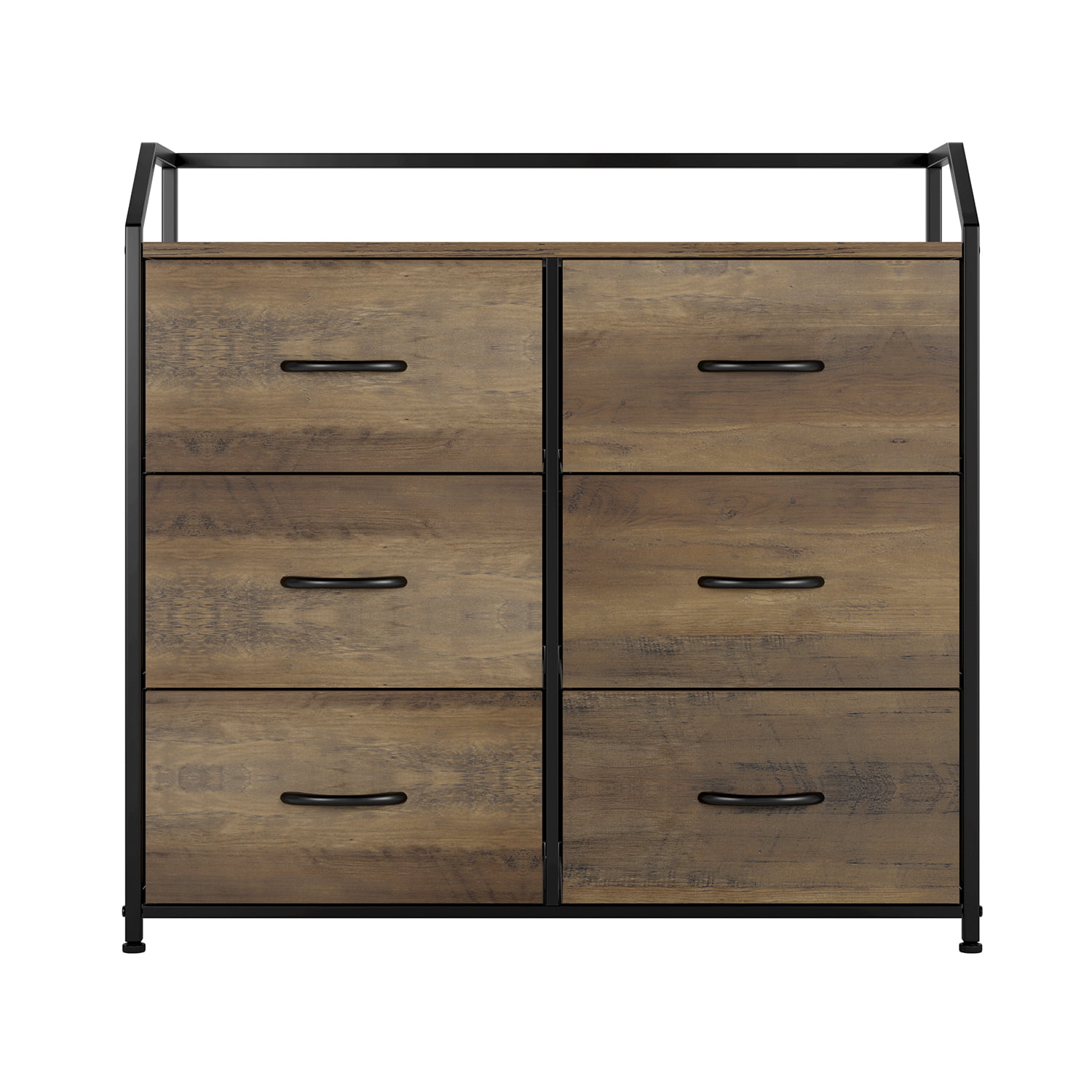 Homfa 6 Fabric Drawers Dresser. Lightweight Storage Cabinet with Handles. Easy to Assemble. Rustic Brown Finish