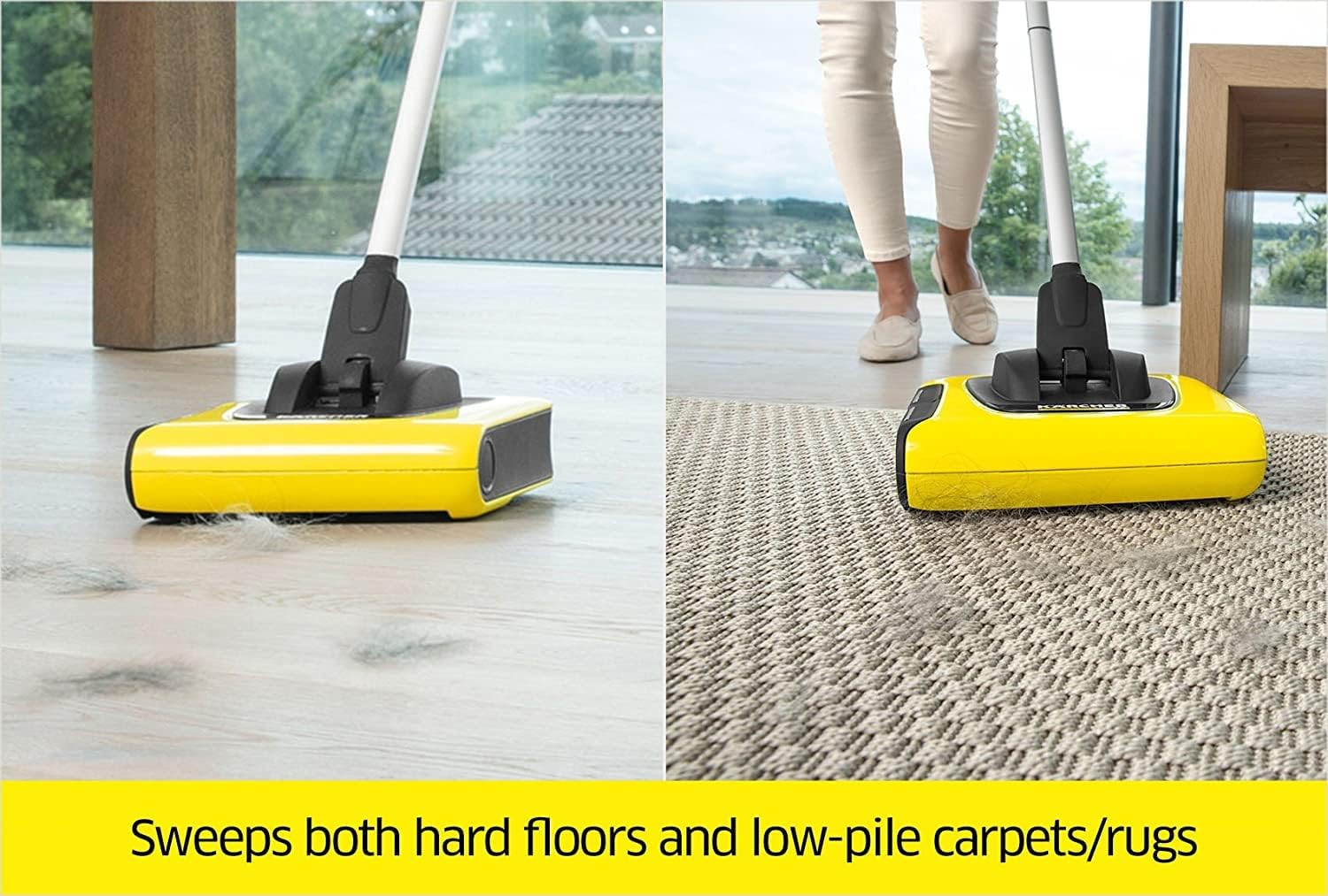 Karcher - KB 5 Electric Floor Sweeper Broom - Multi-Surface - Lightweight and Cordless - Ideal for Fur. Hair. Dirt. & Debris - 8.25″ Cleaning Width.Yellow