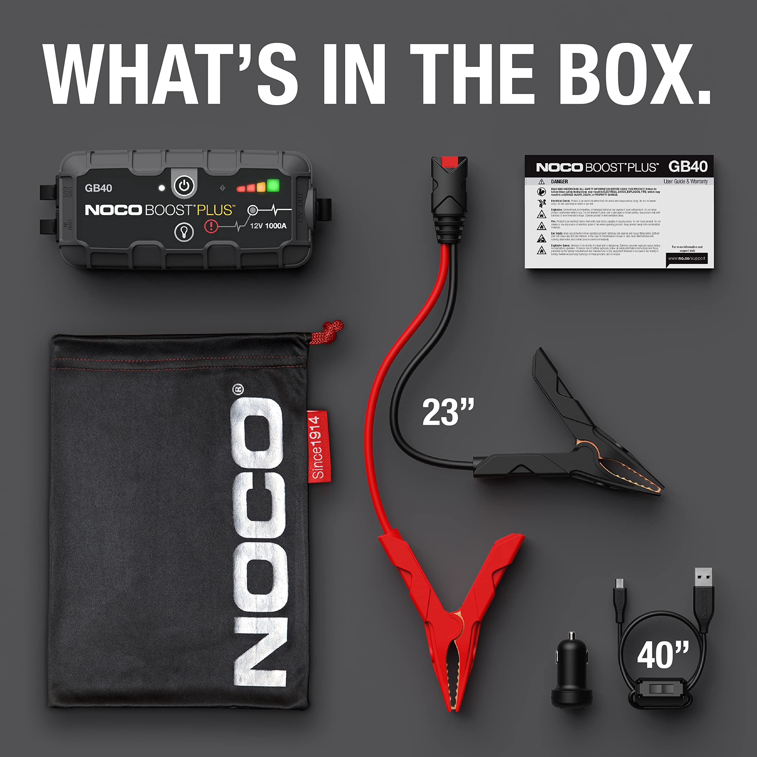NOCO Boost Plus GB40 1000A UltraSafe Car Battery Jump Starter. 12V Jump Starter Battery Pack