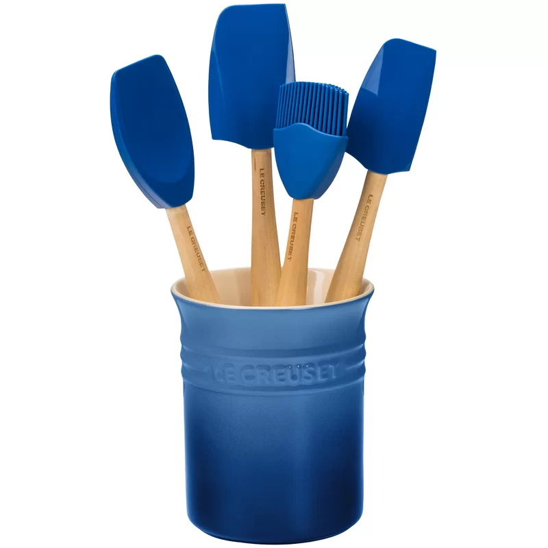 Le Creuset JS450-59 Silicone Craft Series Utensil Set with Stoneware Crock. 5 pc.. Marseille