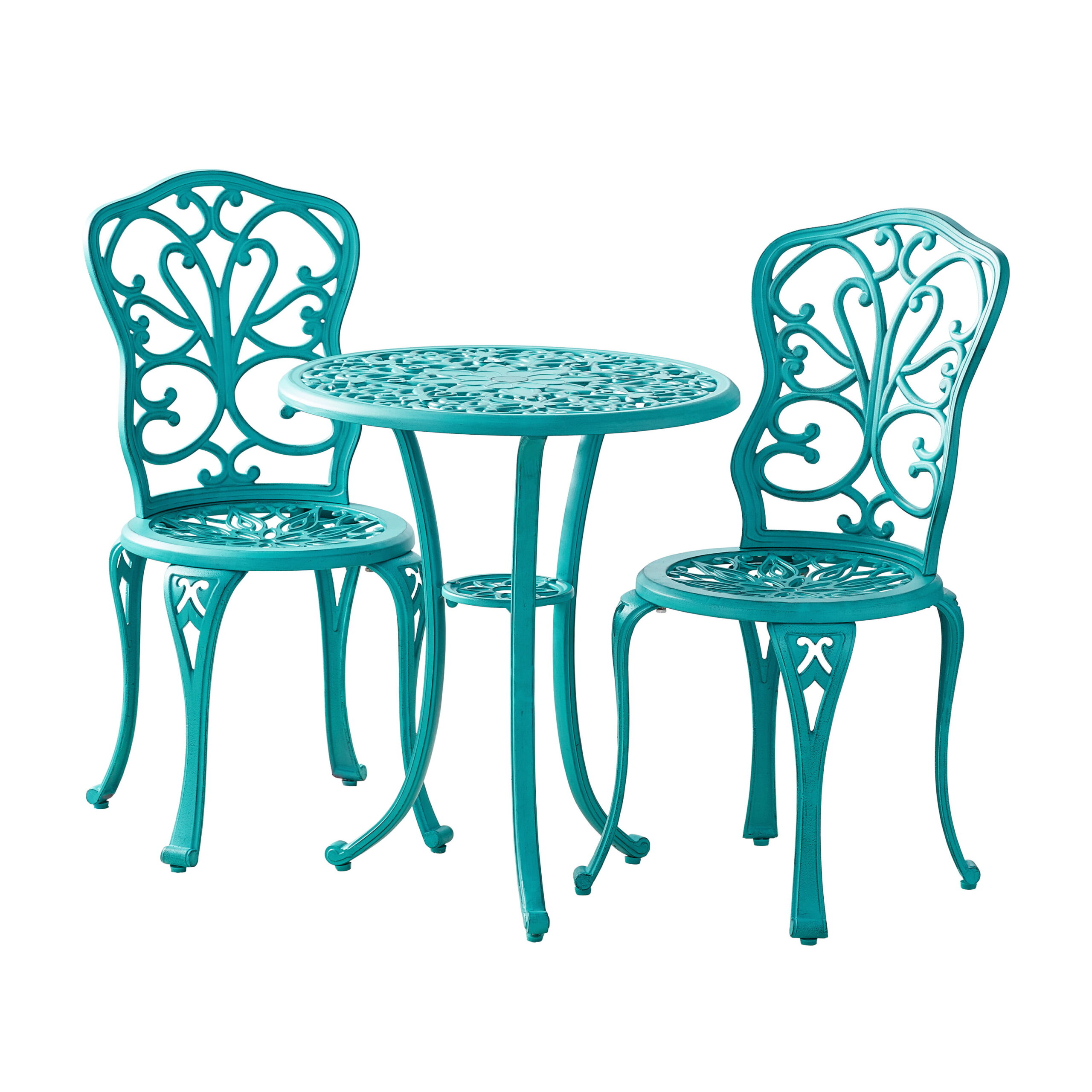 The Pioneer Woman Goldie 3-Piece Cast Aluminum Garden Bistro Set. Teal