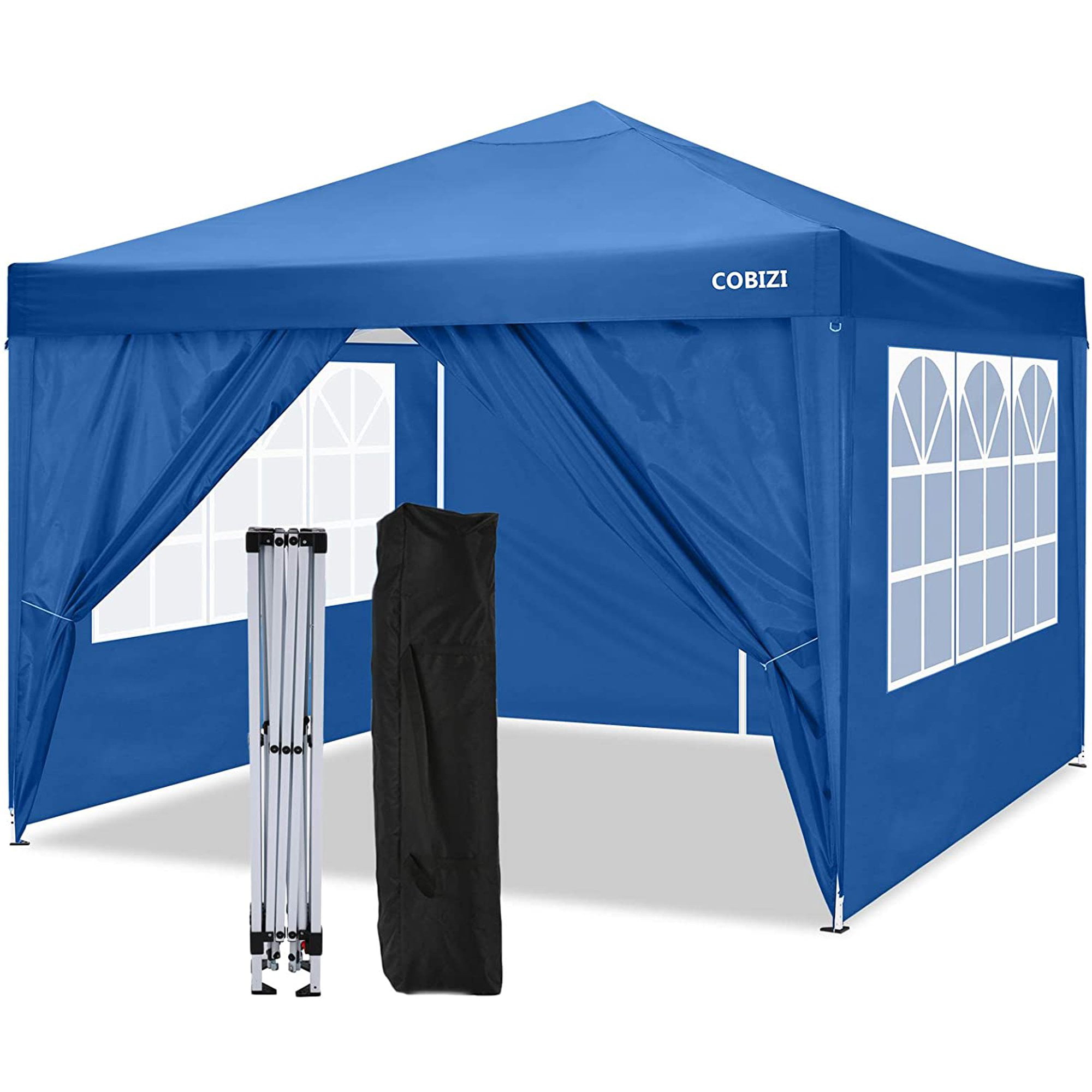 10×10 FT Pop Up Canopy Tent Anti-UV Waterproof Outdoor Canopy Tent Shade Commercial Booth Gazebo. Blue