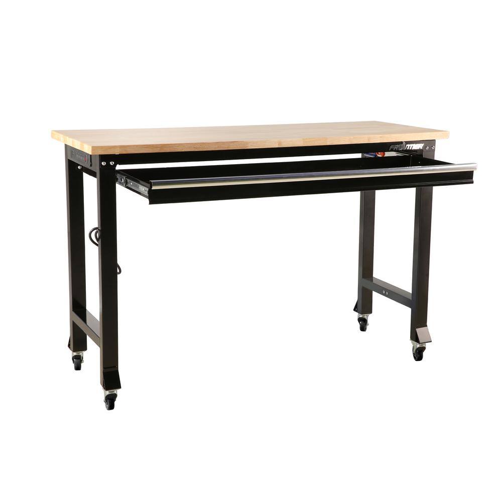 Frontier WB602201 5 ft. Workbench with Rubber Wood Top. Single Drawer and Casters